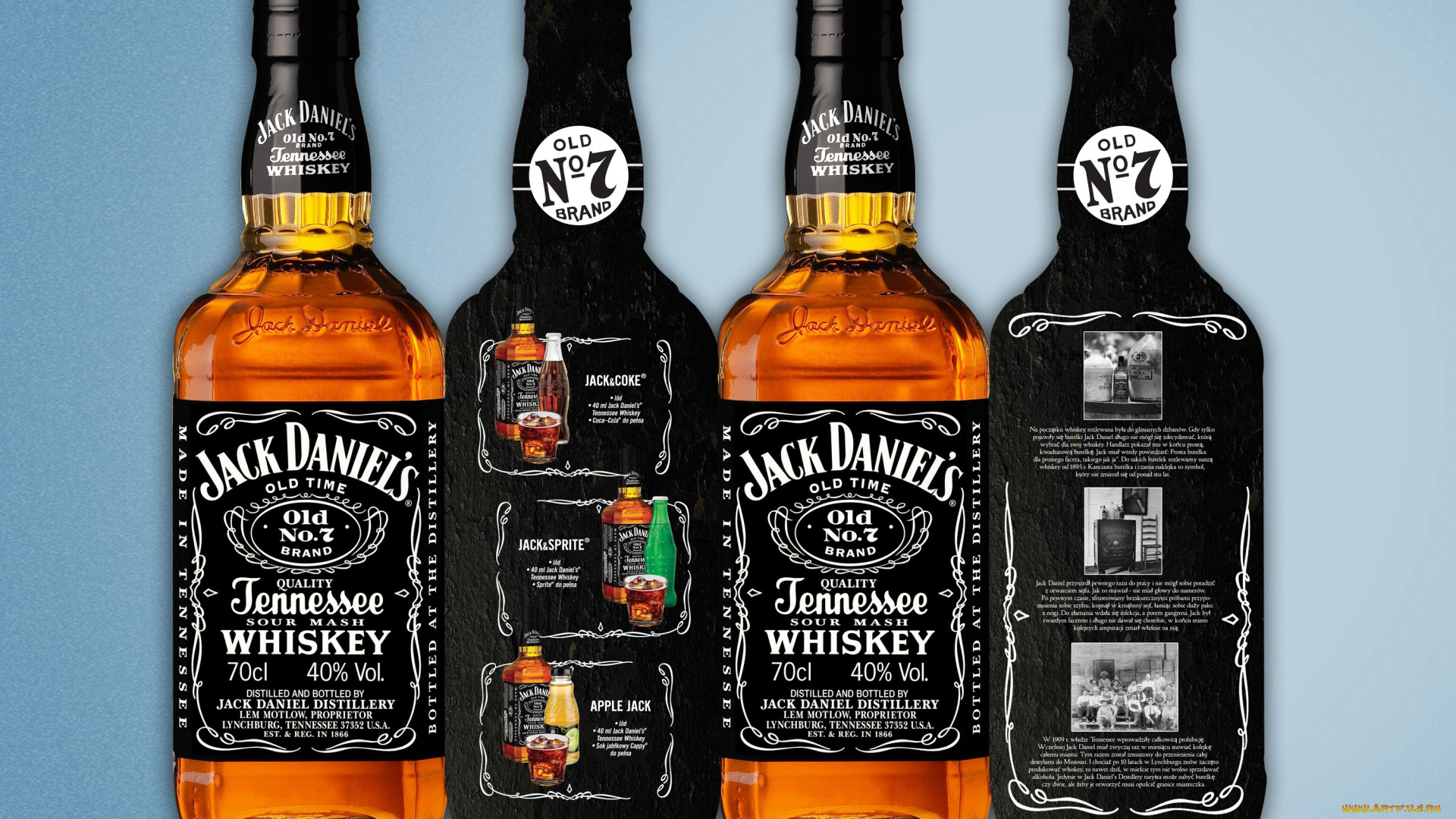 бренды, jack, daniel`s, четыре, бутылки