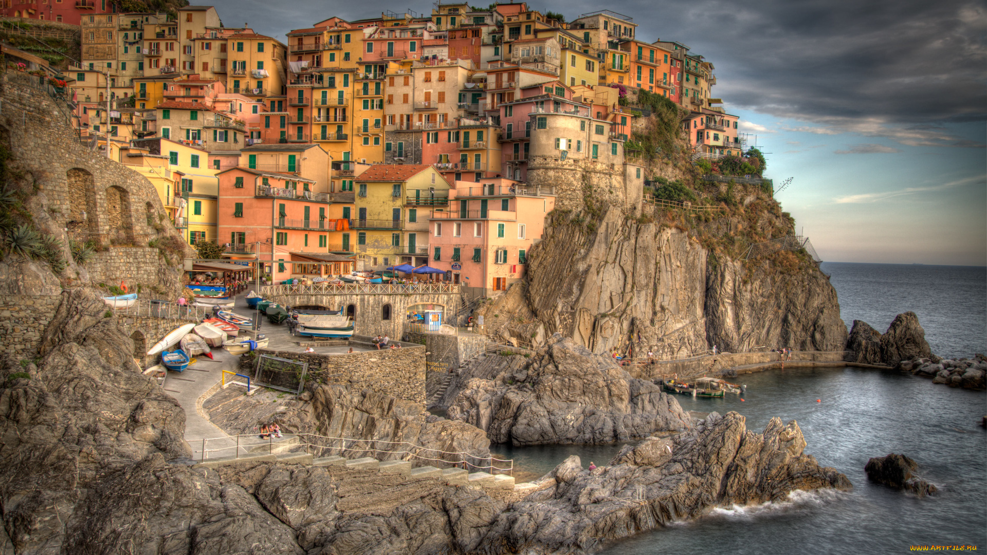 города, амальфийское, лигурийское, побережье, италия, океан, море, берег, гора, домики, спуск