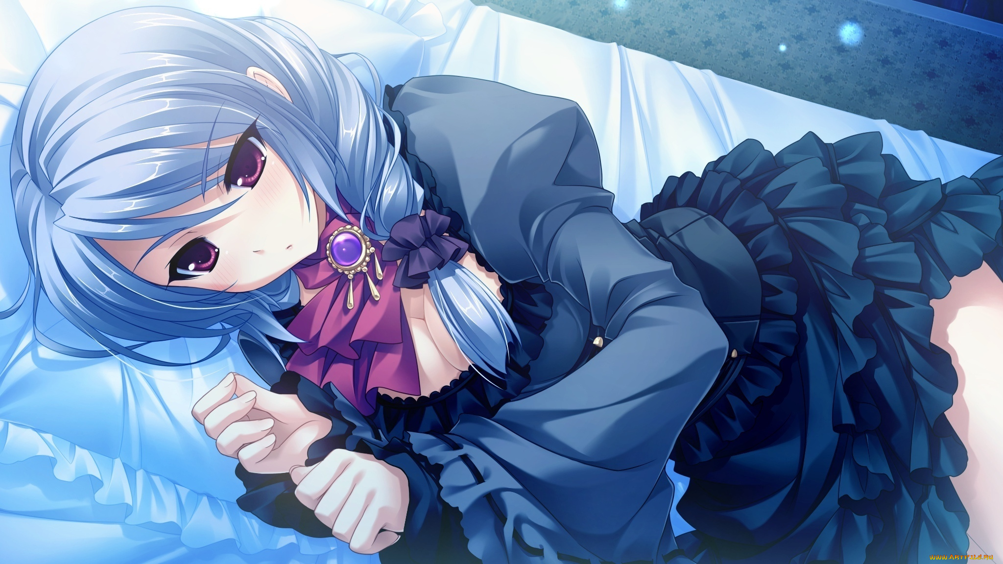 аниме, *unknown, другое, девушка, постель, лежит