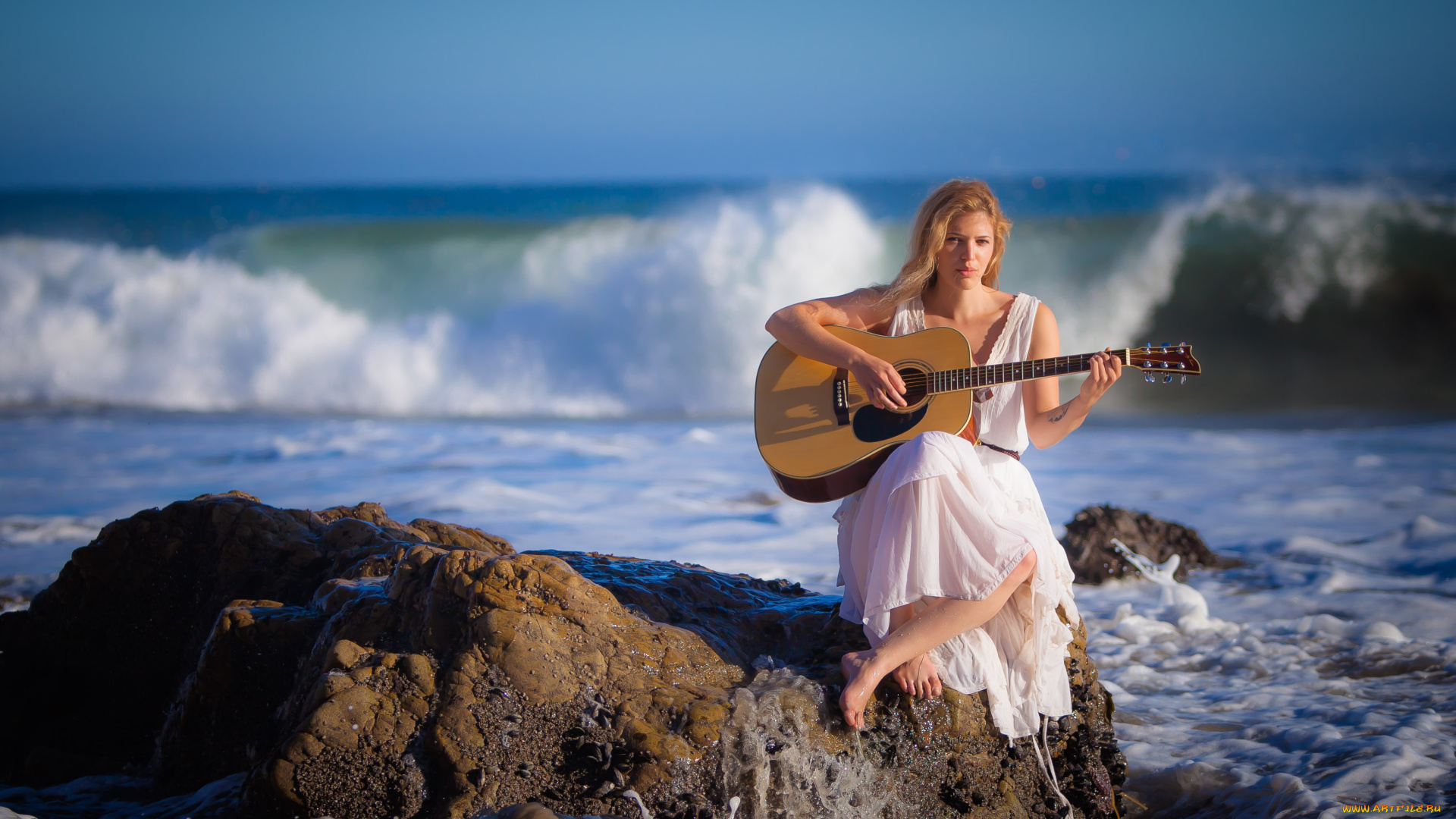 -Unsort, Блондинки, девушки, unsort, блондинки, камни, гитара, волна, море