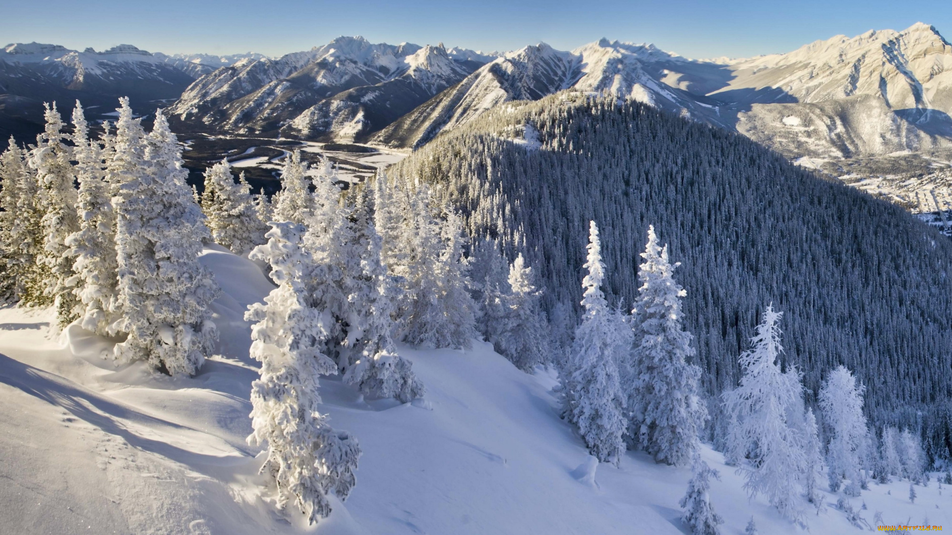 banff, national, park, canada, природа, зима, снег, горы