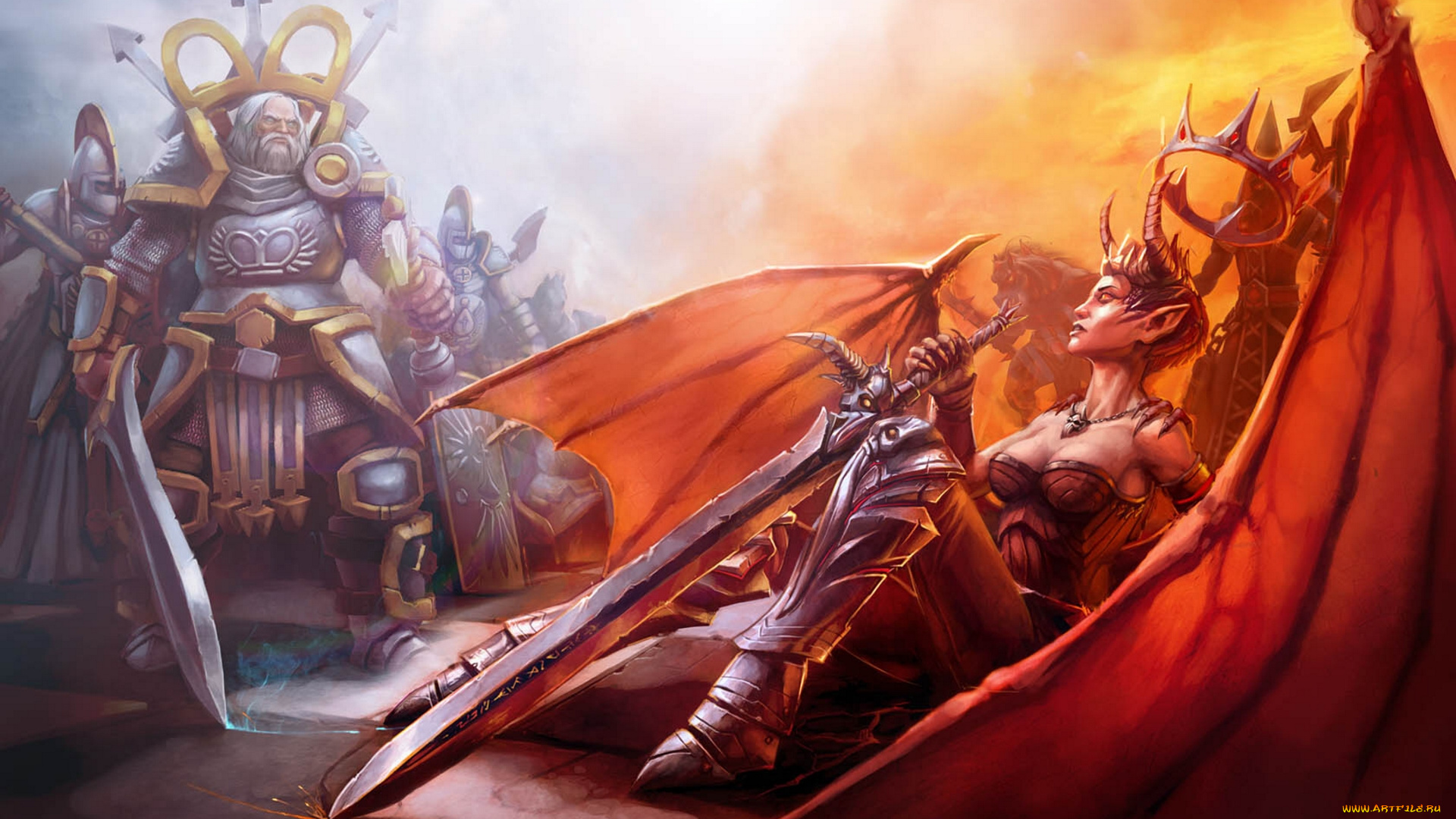 battle, vs, chess, видео, игры, демоница, меч