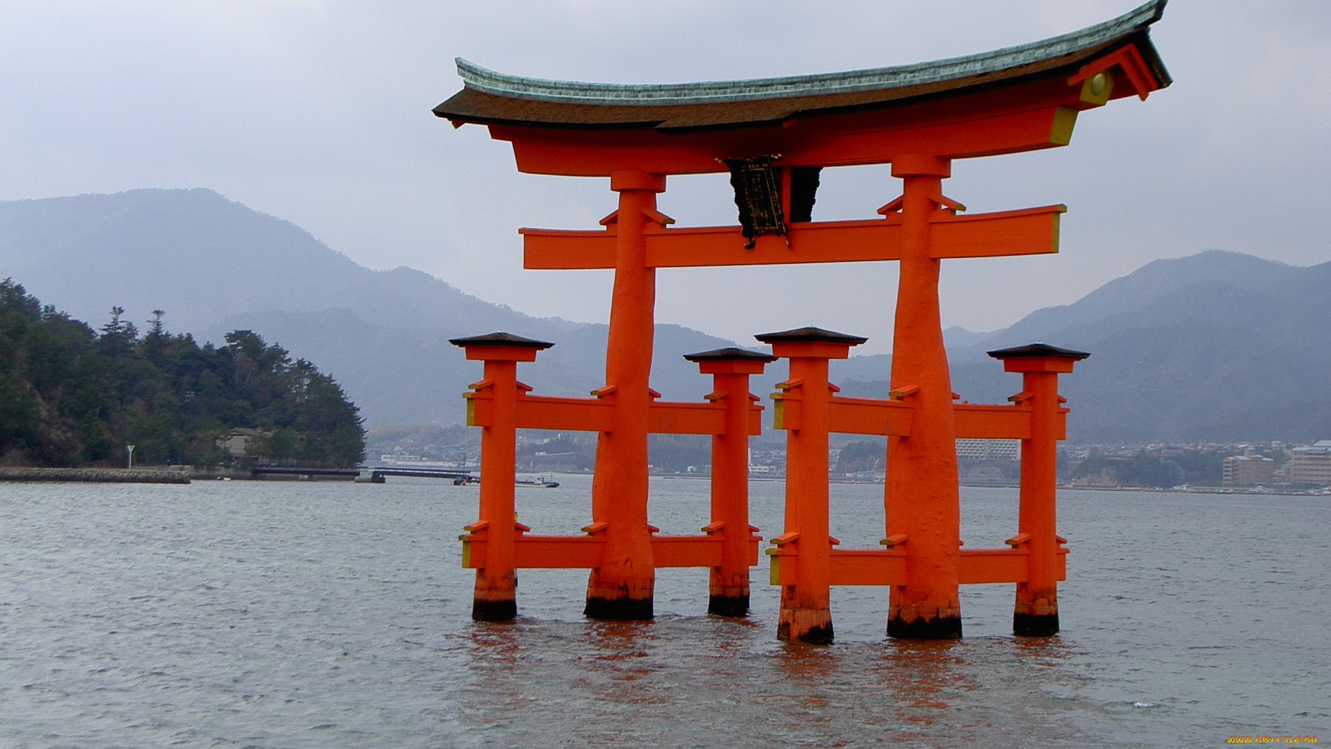 хиросима, города, памятники, скульптуры, арт, объекты, япония, ворота, море