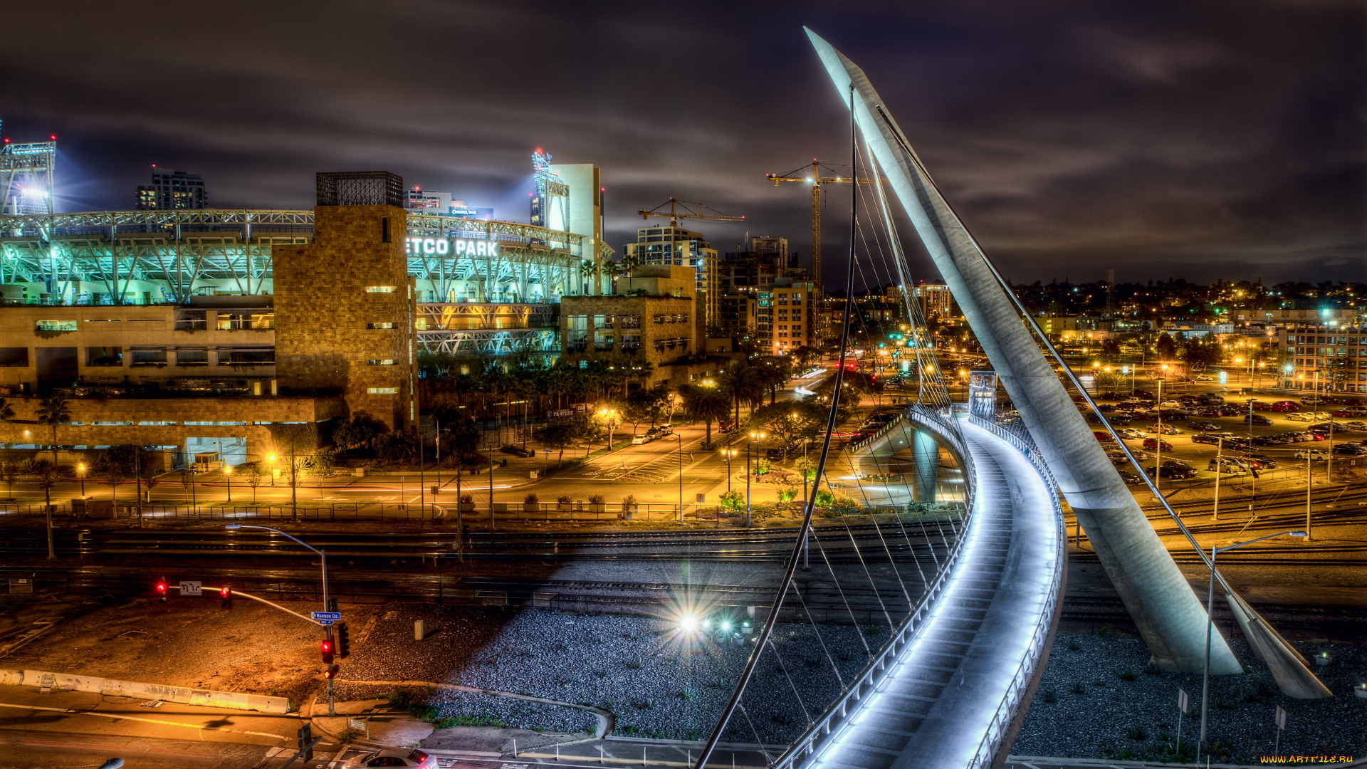 сан, диего, калифорния, сша, города, дома, ночь, огни