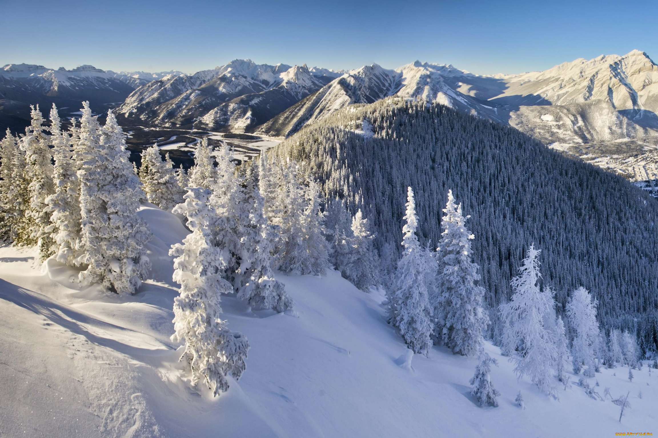 banff, national, park, canada, природа, зима, снег, горы