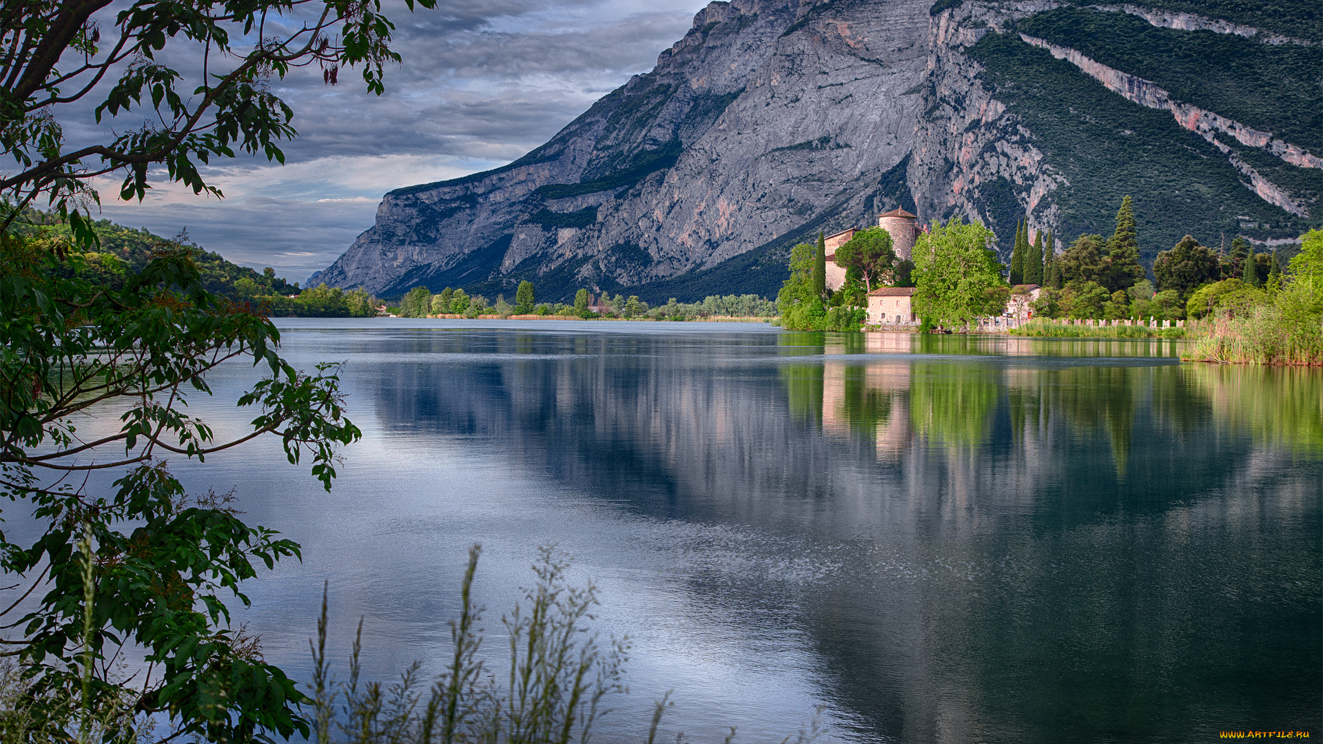 castel, toblino, , trentino, , italy, города, -, дворцы, , замки, , крепости, castel, toblino, lake, пейзаж, озеро, тоблино, италия, trentino, italy, замок, горы, водная, гладь
