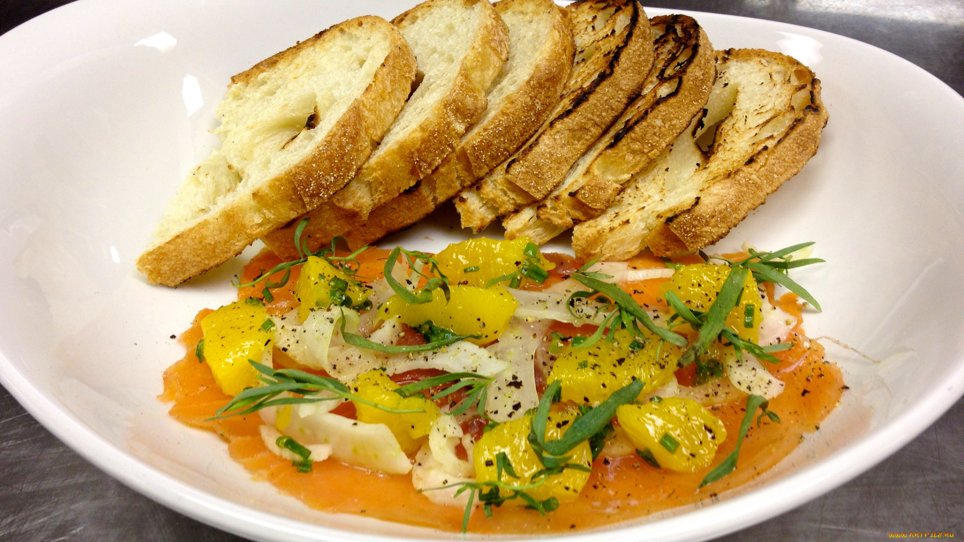 еда, вторые, блюда, хлеб, эстрагон, укроп, цитрусы, лосось