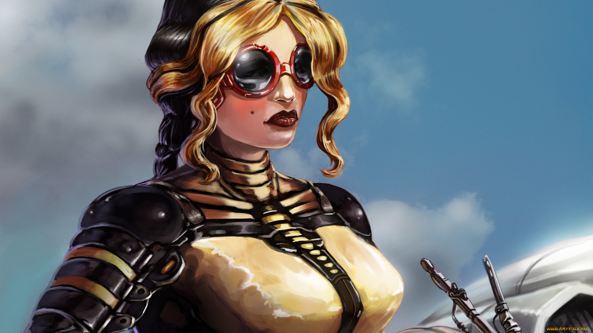 фэнтези, девушки, очки, родинка, доспехи, девушка