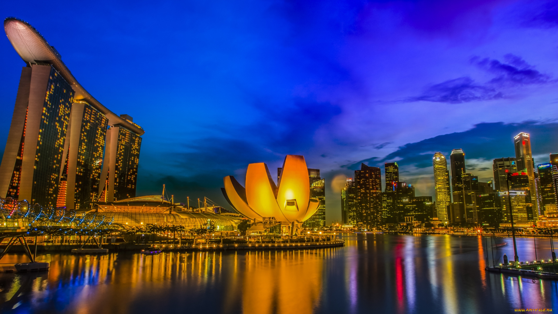 города, сингапур, , сингапур, ночь, здания