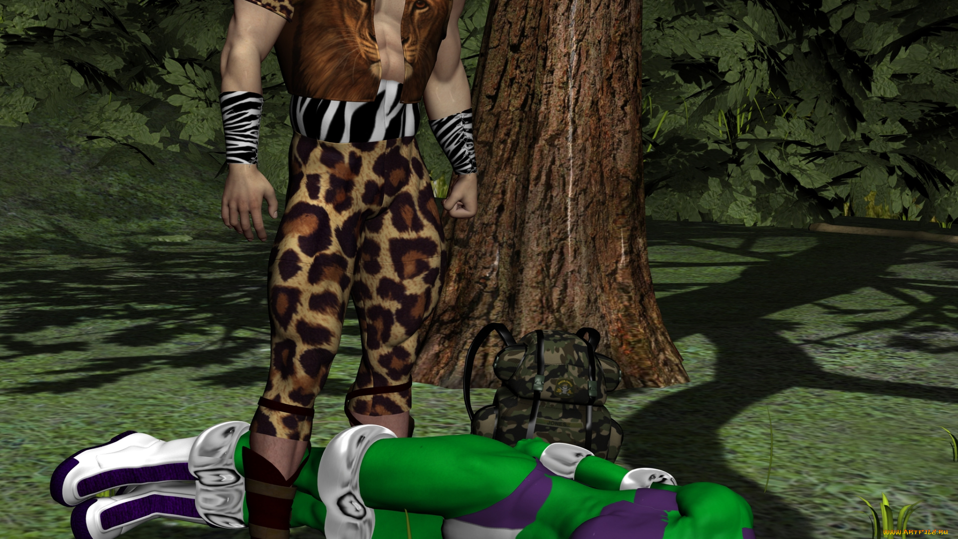 kraven`s, sport, 3д, графика, fantasy, , фантазия, девушка, мужчина, лес