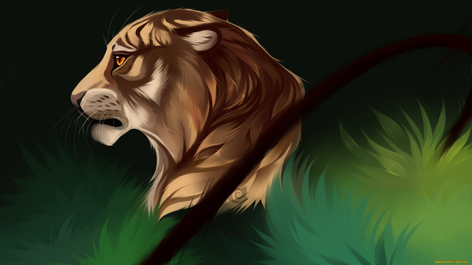 рисованные, животные, , тигры, морда