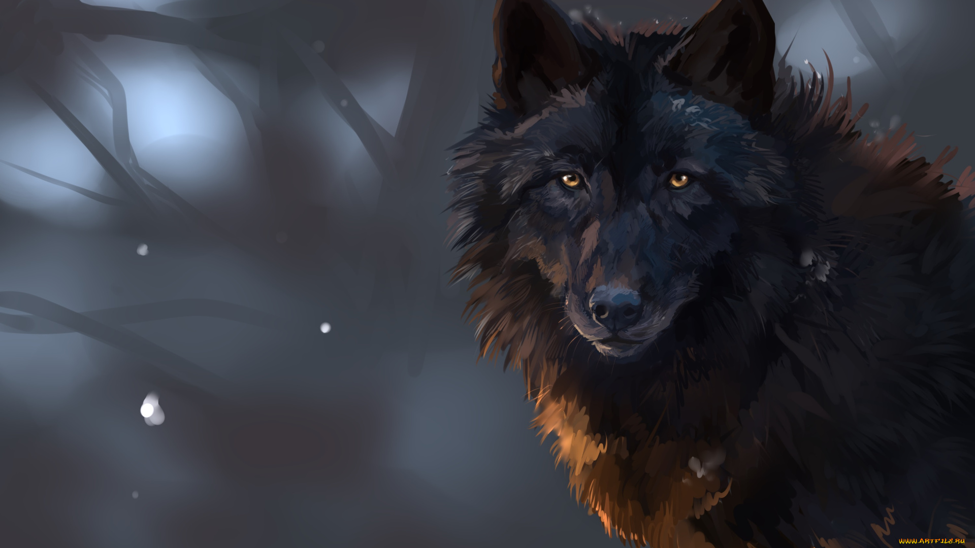 рисованные, животные, , волки, волк