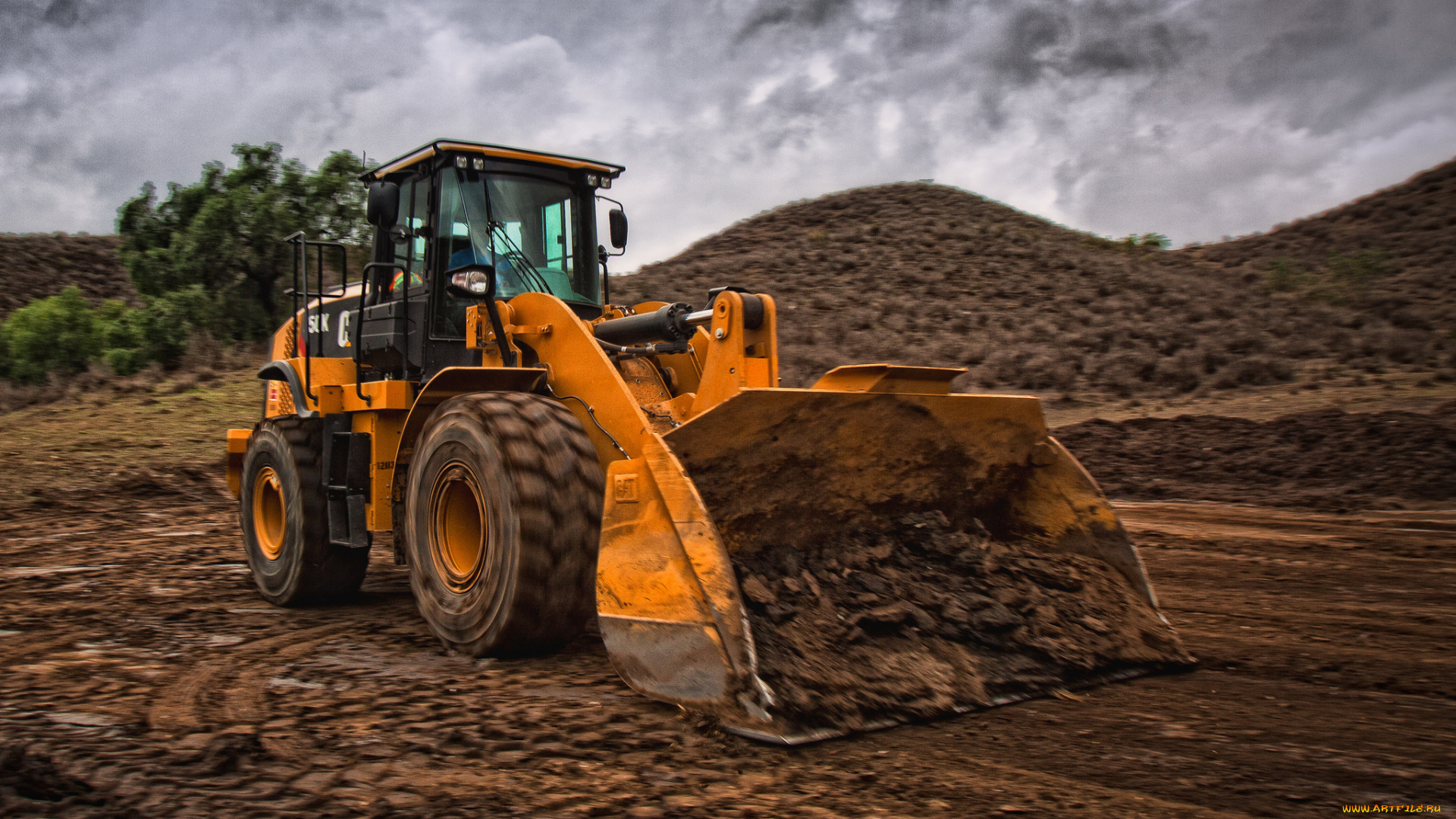 техника, бульдозеры, на, колёсах, колесный, ковш, трактор