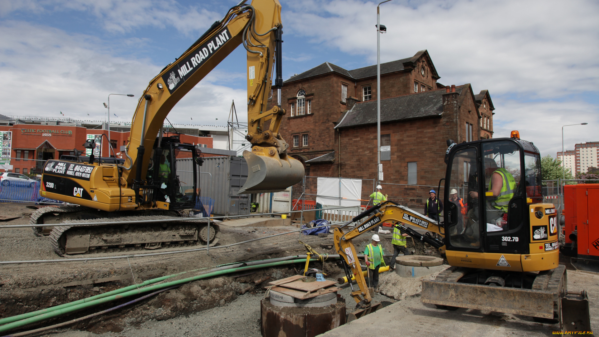 техника, экскаваторы, строительные, работы
