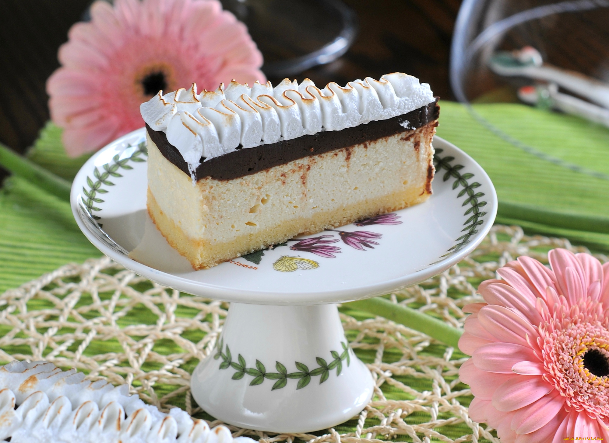 еда, торты, герберы, крем