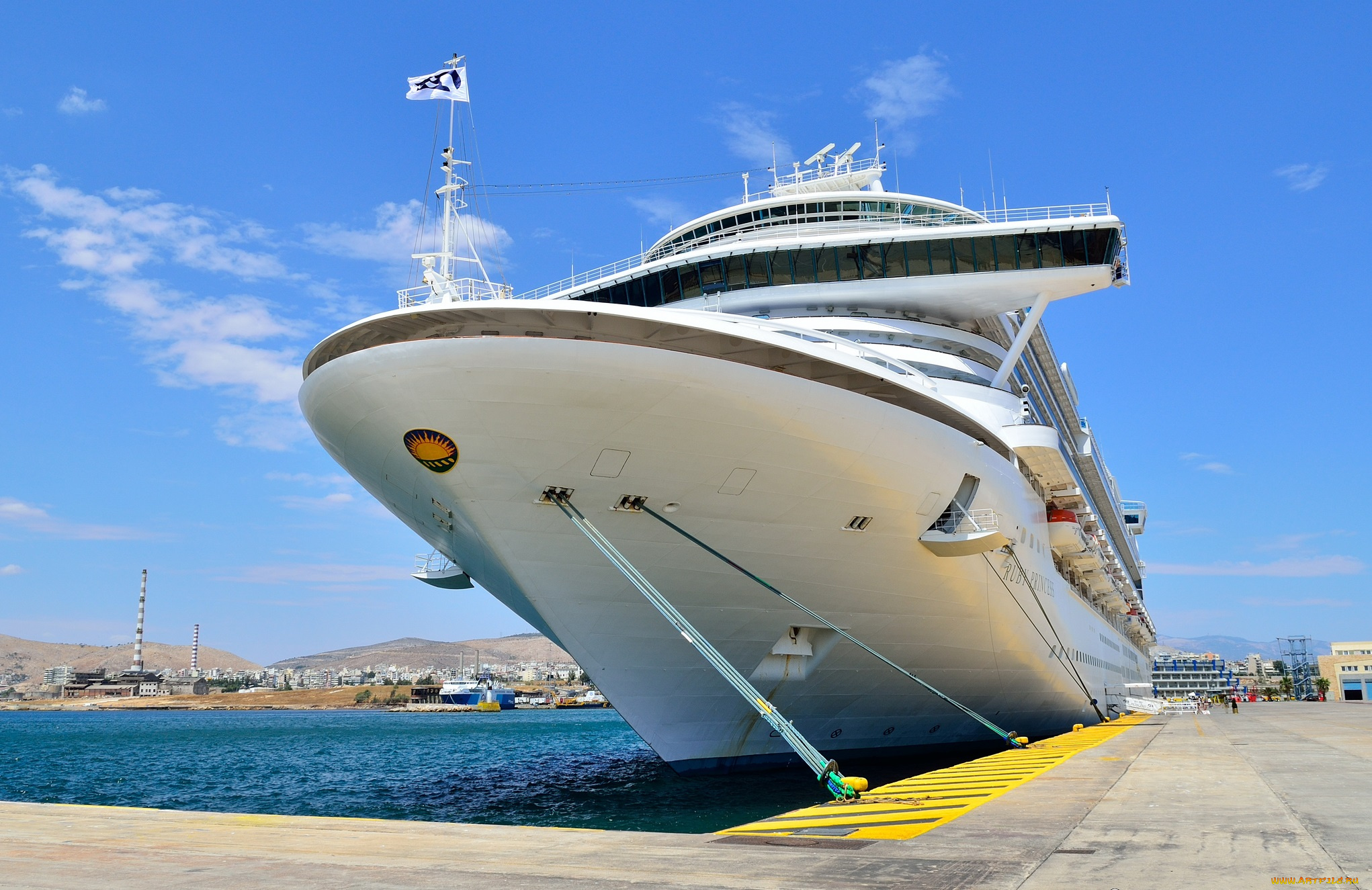 корабли, лайнеры, причал, круизное, судно, швартовы