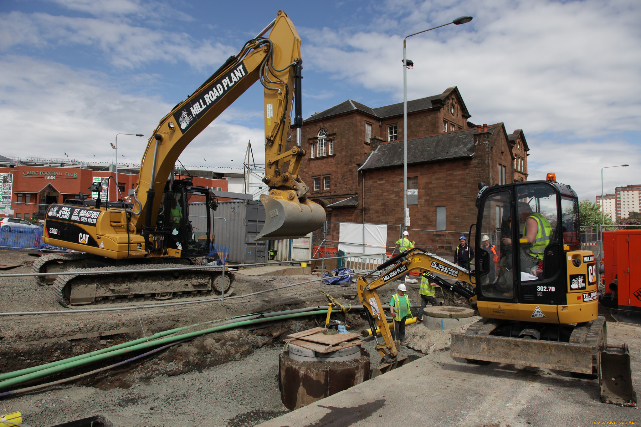 техника, экскаваторы, строительные, работы