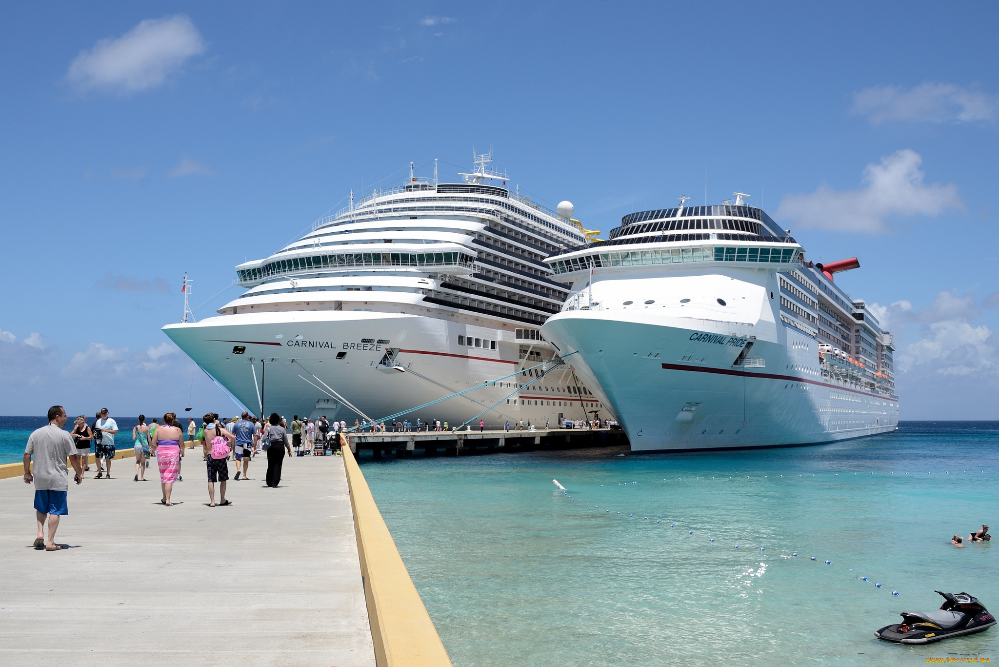 корабли, лайнеры, причал