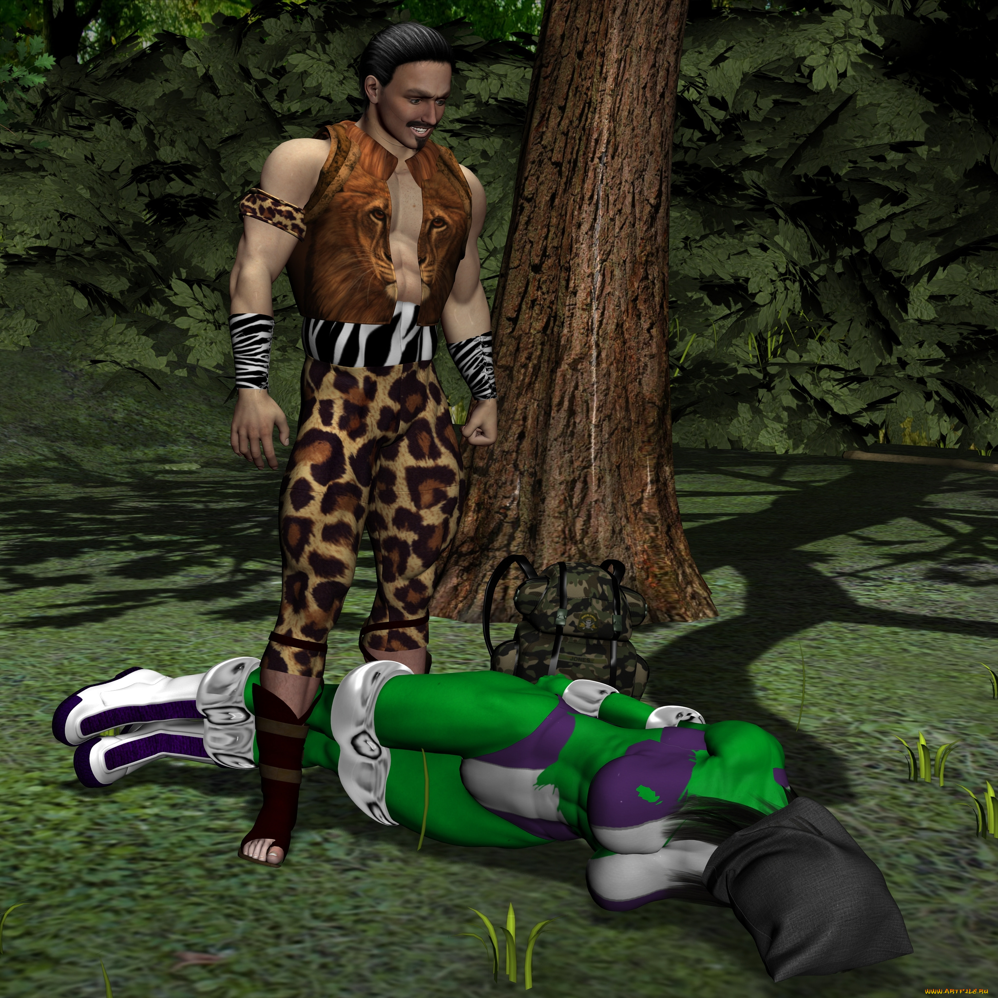 kraven`s, sport, 3д, графика, fantasy, , фантазия, девушка, мужчина, лес