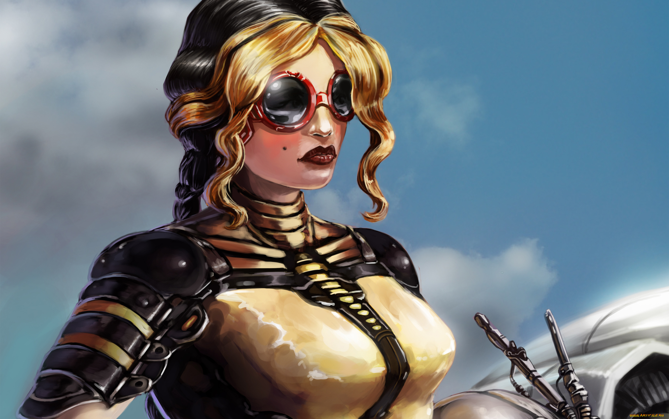 фэнтези, девушки, очки, родинка, доспехи, девушка