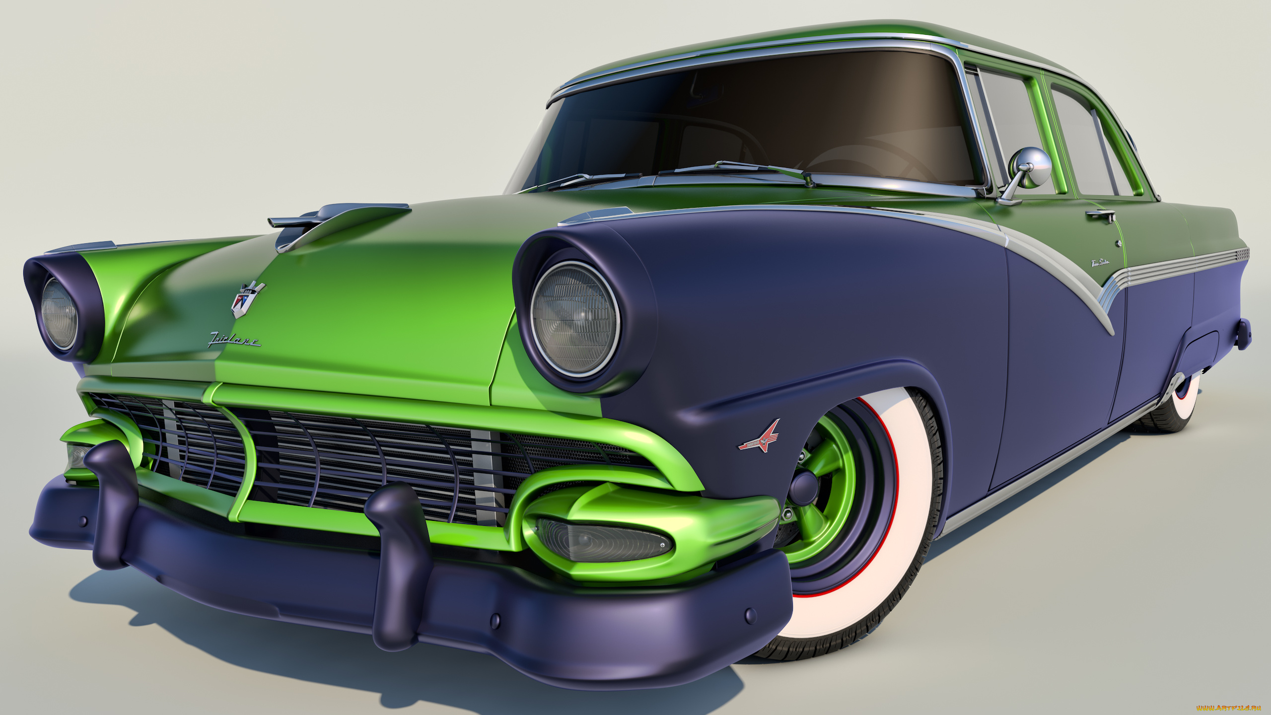 автомобили, 3д, 1956, ford, fairlane, town, sedan