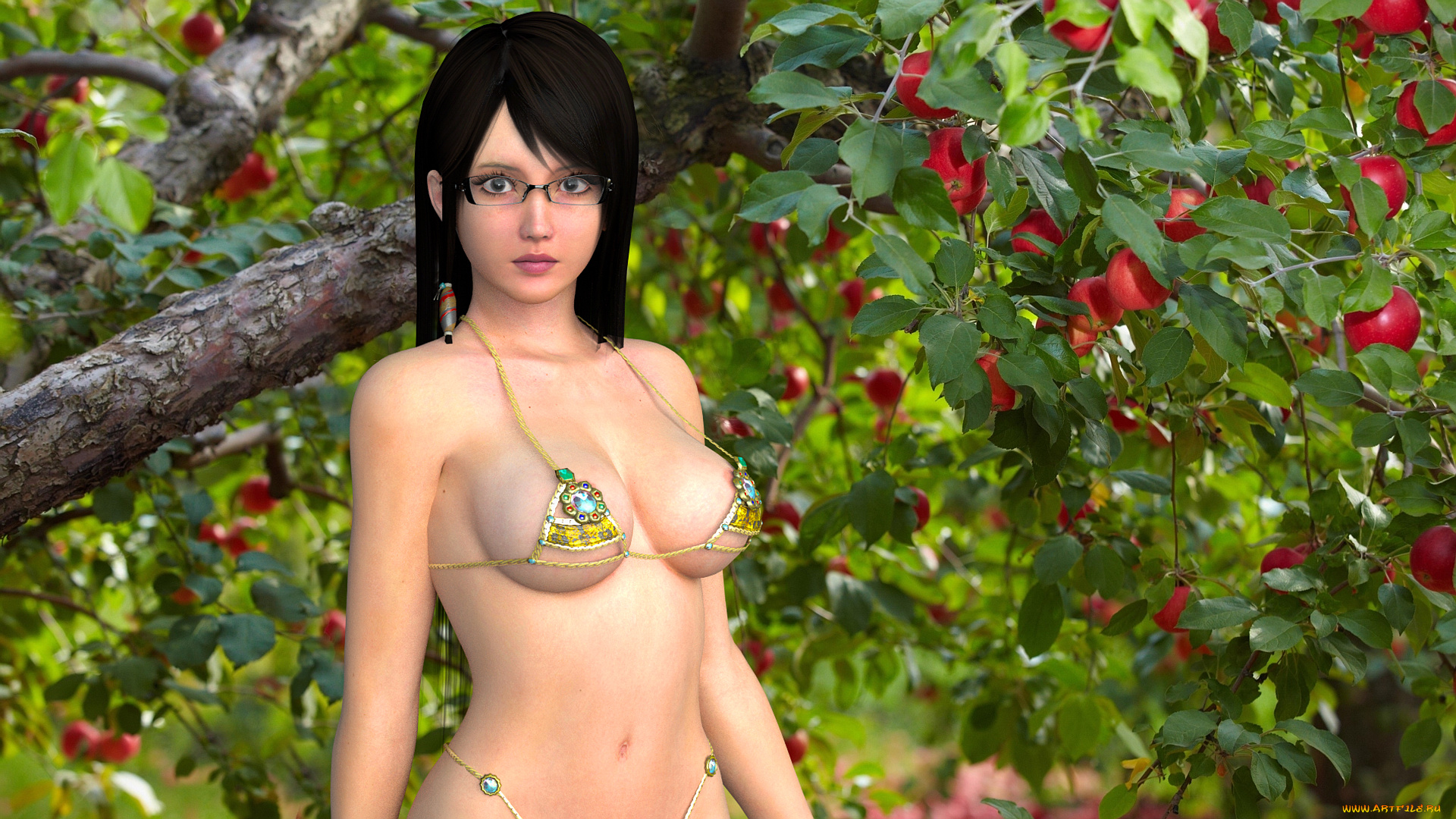 3д, графика, аниме, , anime, фон, взгляд, девушка