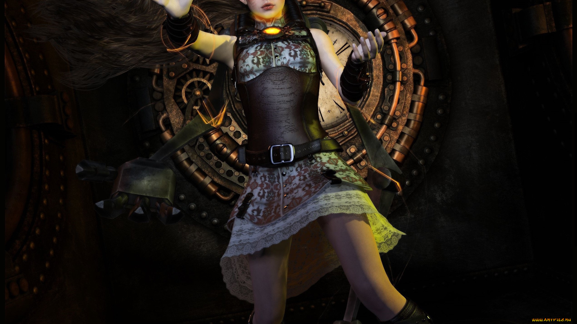 3д, графика, эльфы, , elves, фон, взгляд, эльфийка