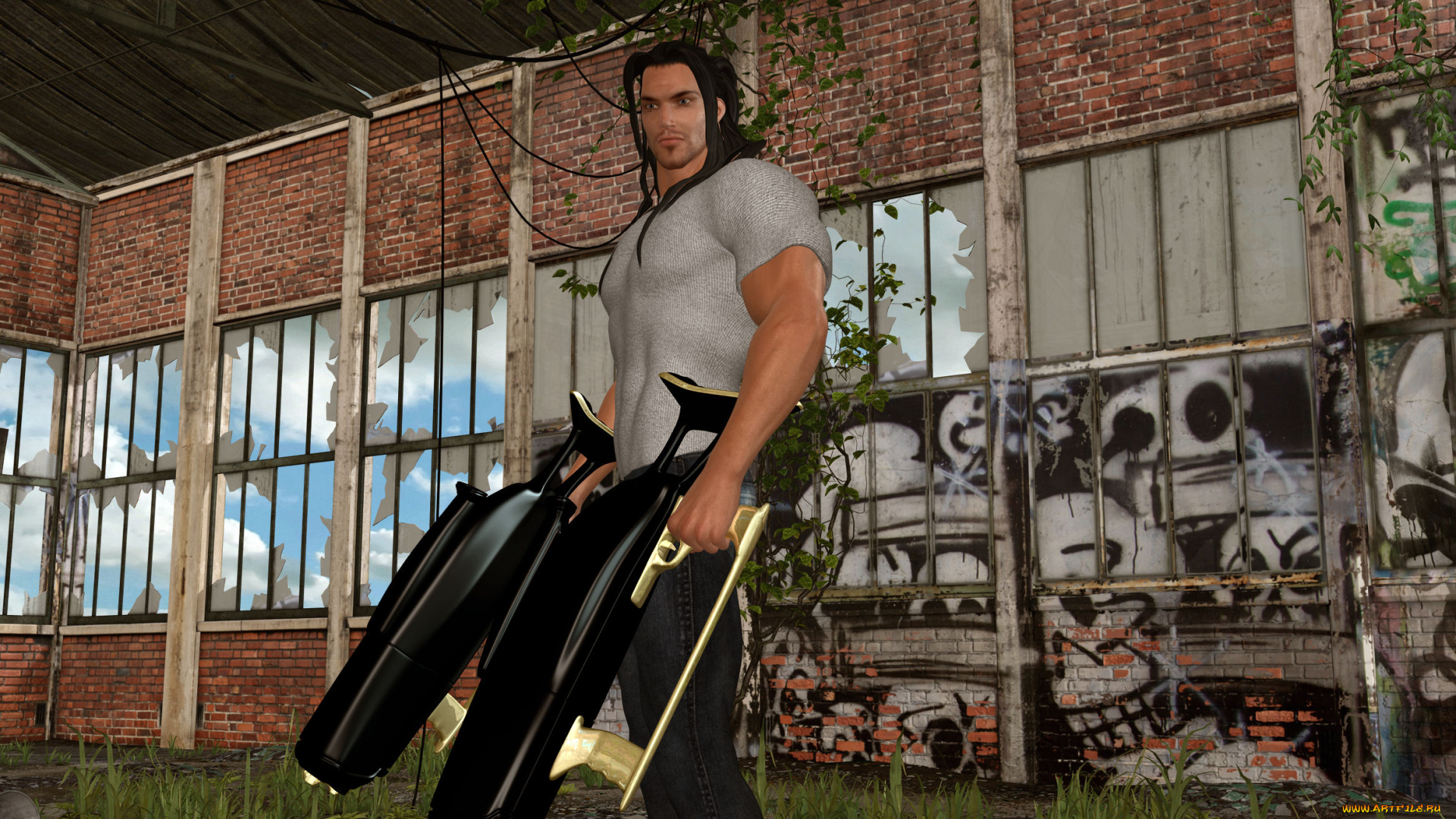 3д, графика, фантазия, , fantasy, мужчина, взгляд, оружие