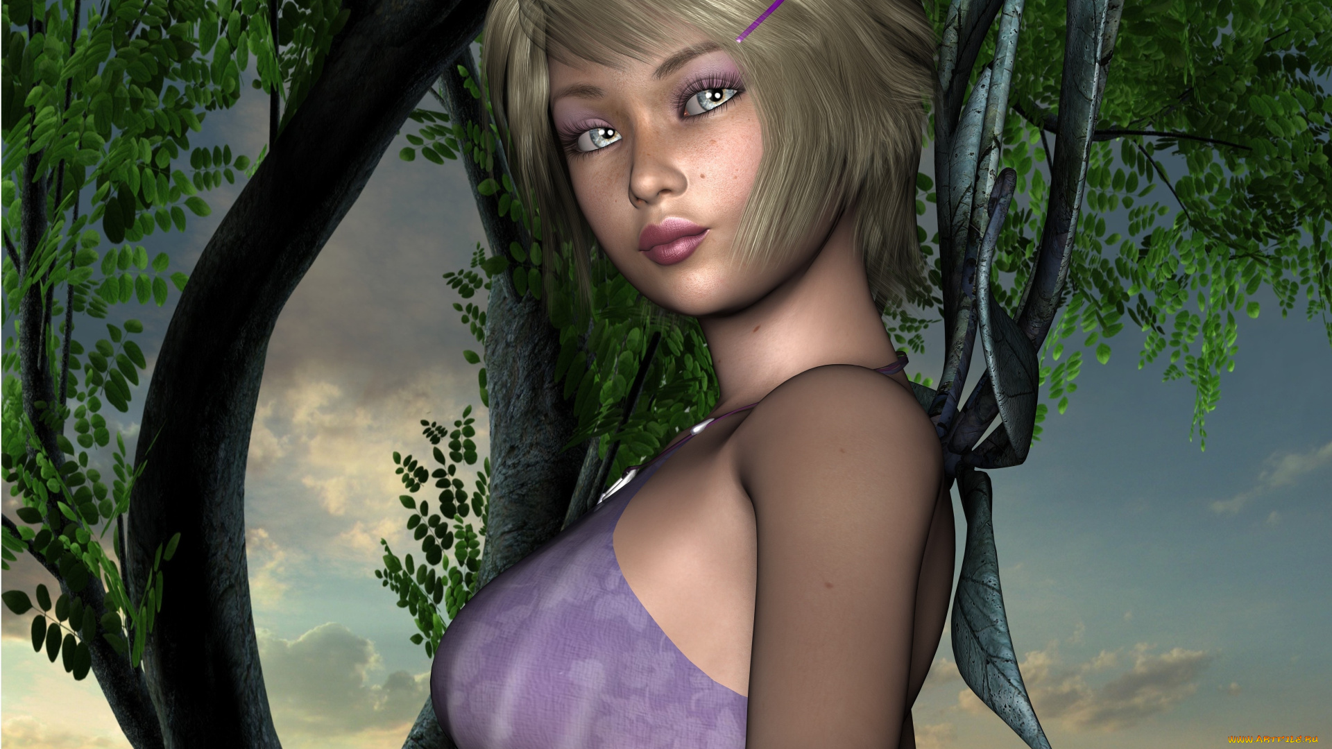 3д, графика, люди, , people, девушка, взгляд, фон