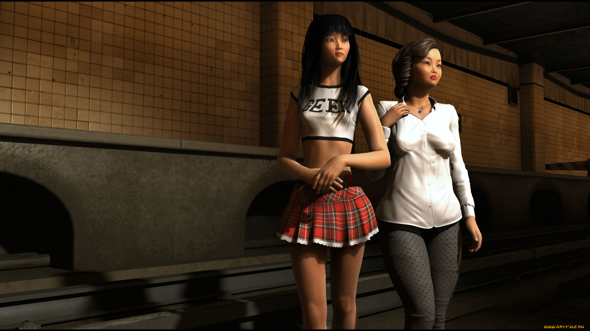 3д, графика, люди, , people, девушки, взгляд, фон