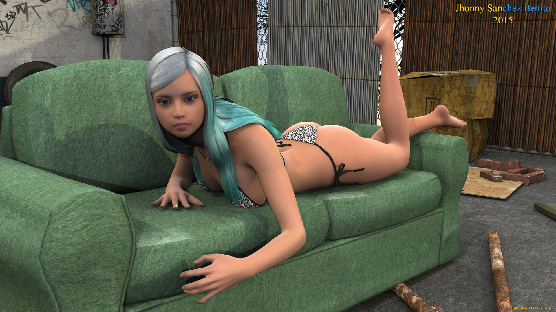 3д, графика, люди, , people, фон, взгляд, девушка, диван