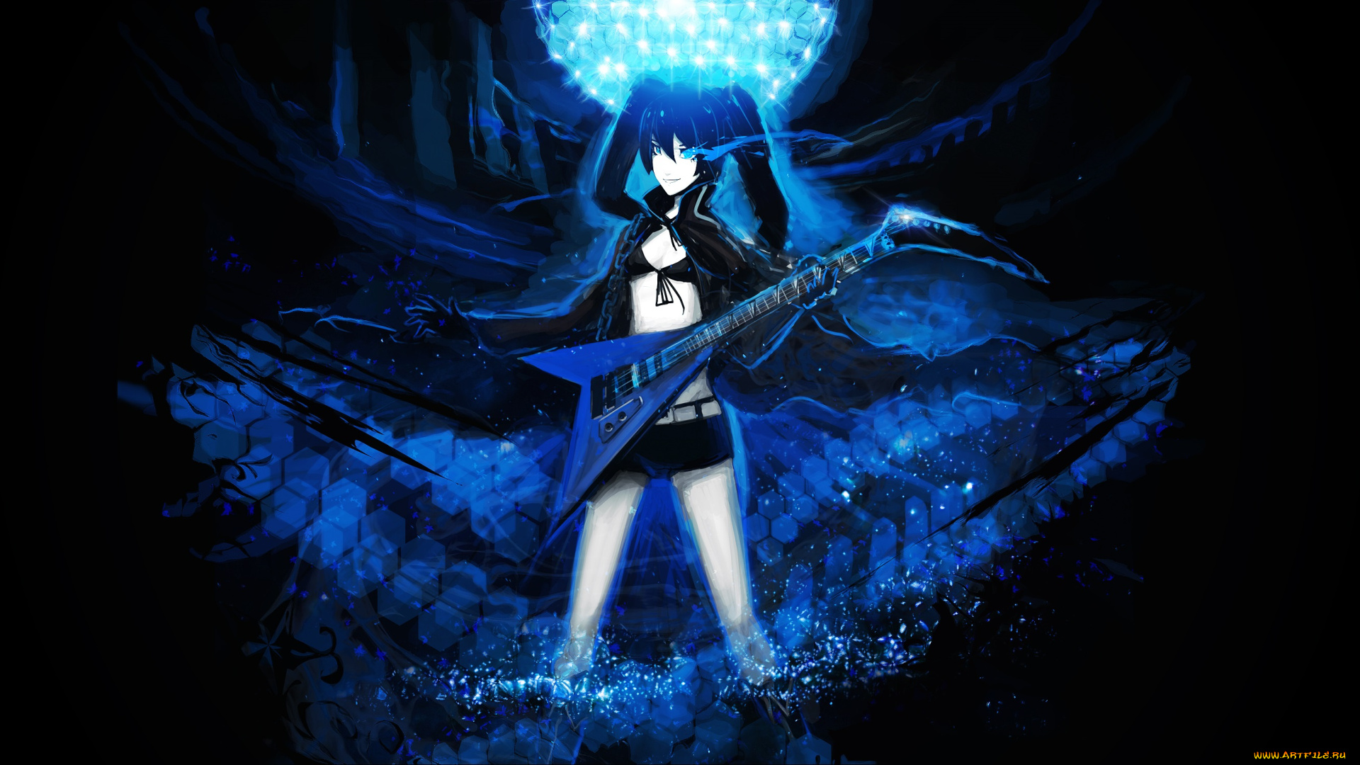 аниме, black, rock, shooter, брюнетка, девушка, arsenixc, kuroi, mato, black, rock, shooter, гитара, улыбка