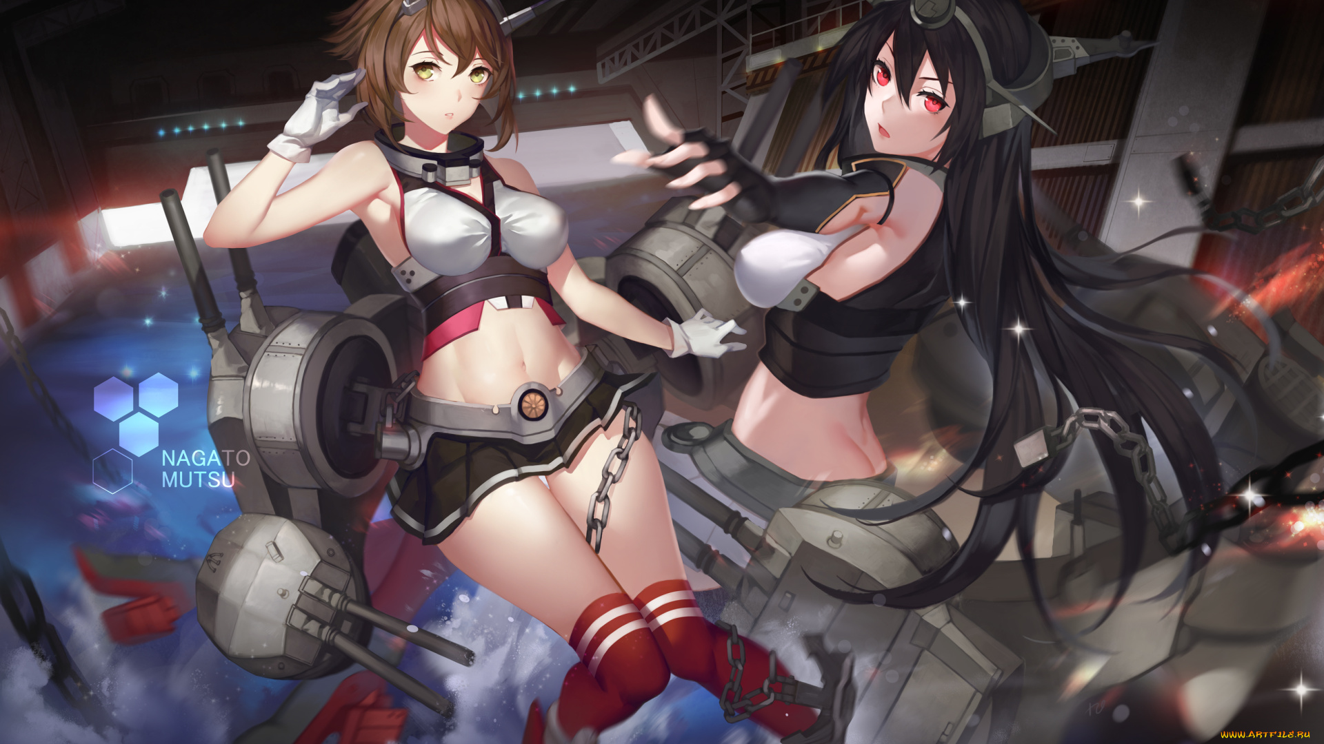 аниме, kantai, collection, фантастика, арт, kancolle, mutsu, kantai, collection, yykuaixian, девушки, nagato