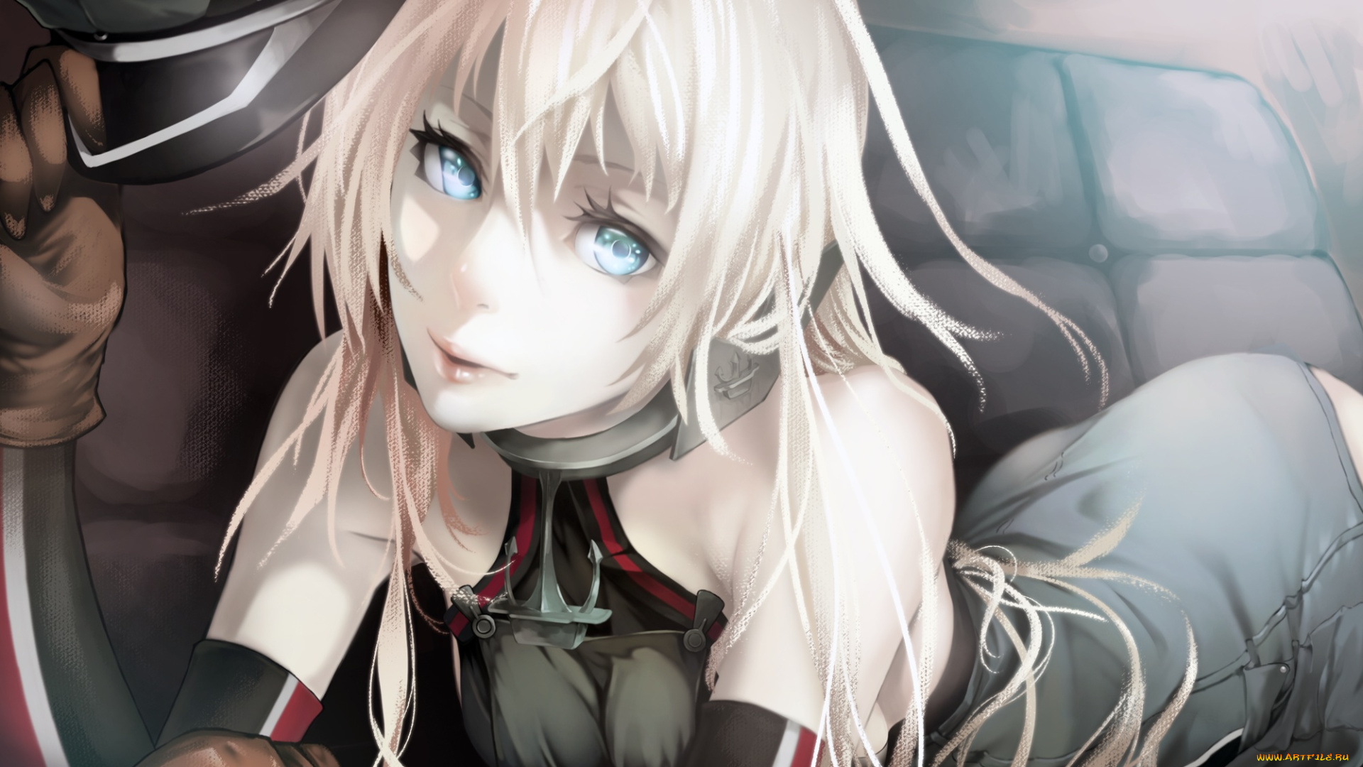 аниме, kantai, collection, взгляд, блондинка, девушка, akakitsu, арт, kancolle, bismarck, kantai, collection