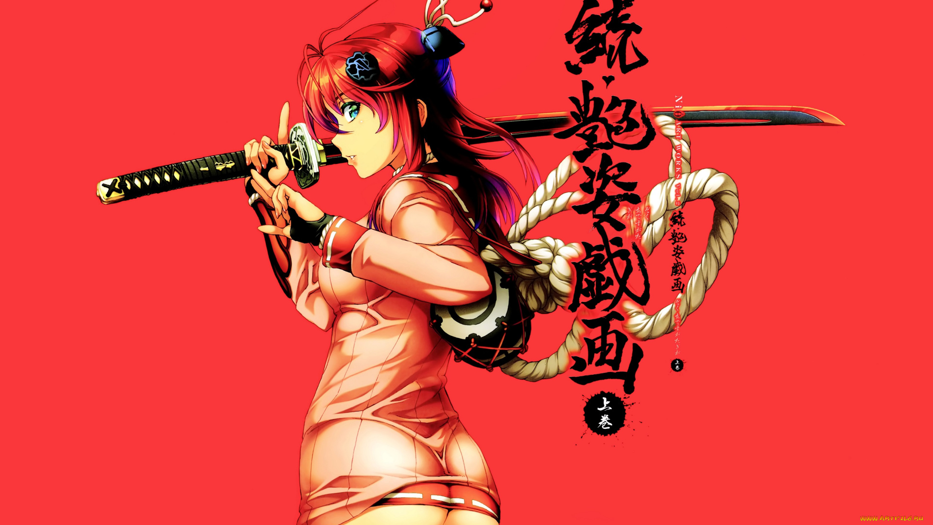 аниме, samurai, girls, девушка, yagyuu, juubei, арт, niо, hyakka, ryouran, samurai, girls, меч