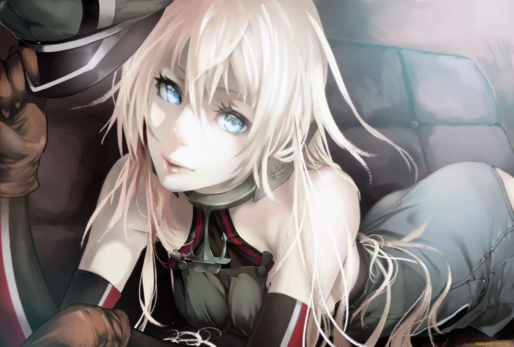 аниме, kantai, collection, взгляд, блондинка, девушка, akakitsu, арт, kancolle, bismarck, kantai, collection