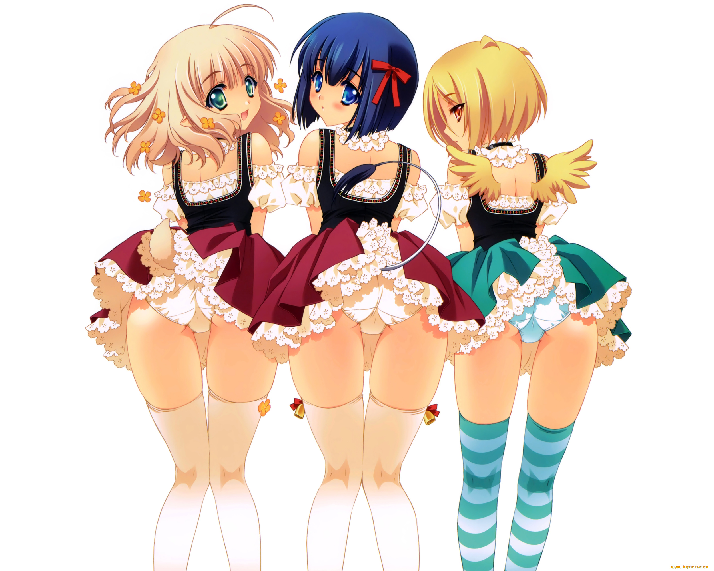 аниме, carnelian, хвост, крылья, демон, ангел, арт, девушка