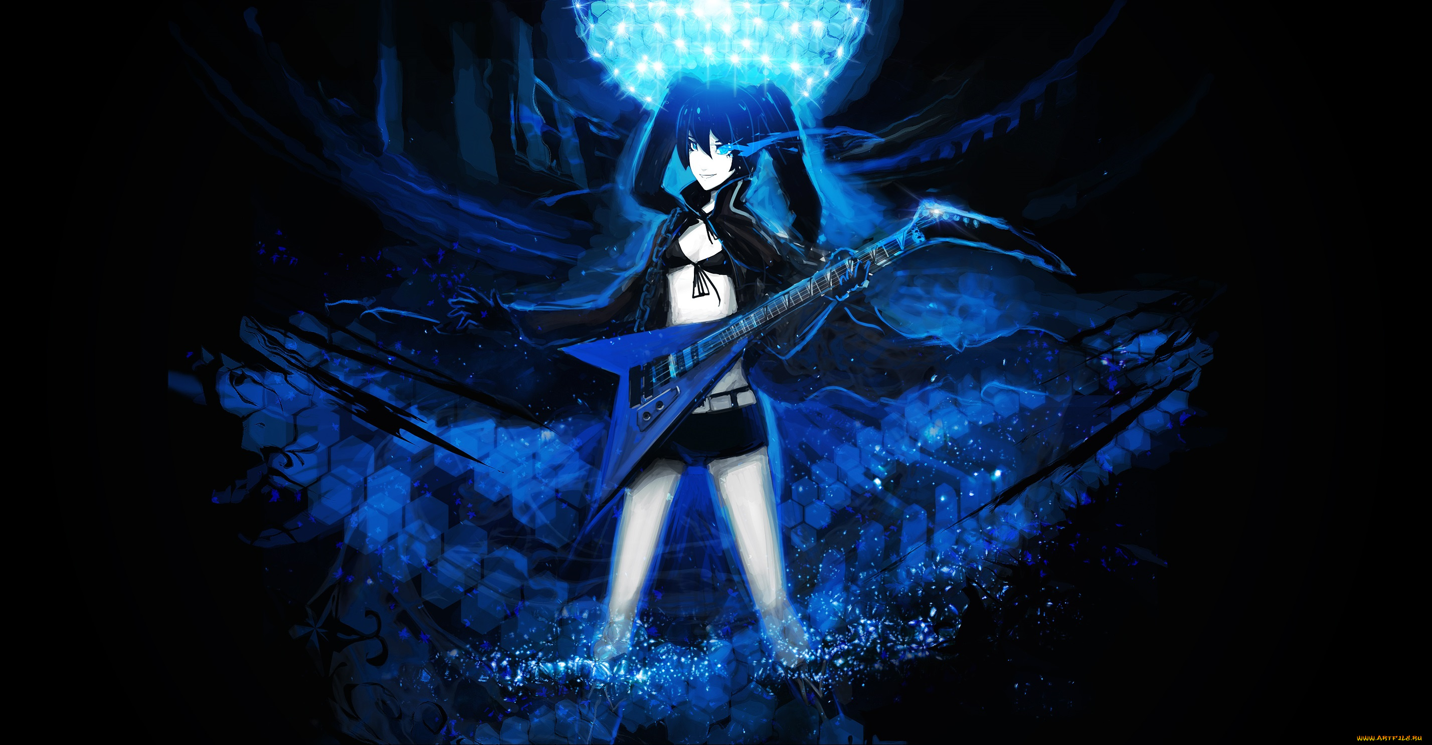 аниме, black, rock, shooter, брюнетка, девушка, arsenixc, kuroi, mato, black, rock, shooter, гитара, улыбка