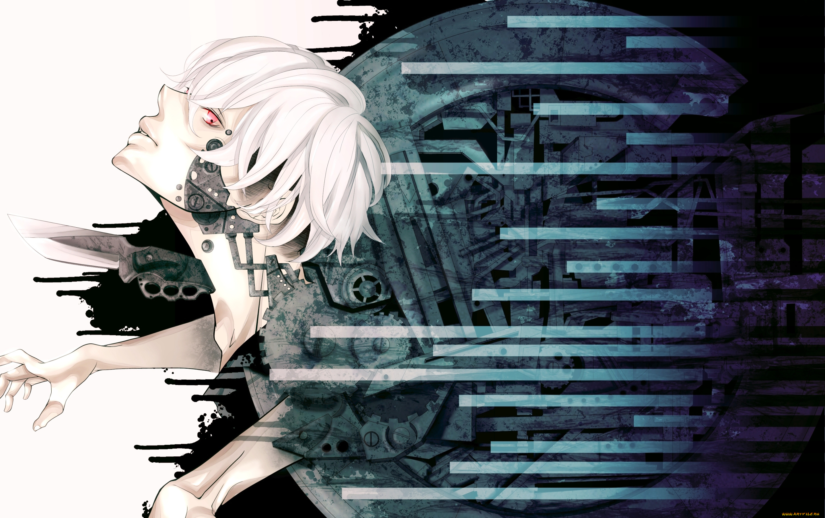 аниме, оружие, , техника, , технологии, парень, киборг, технологии