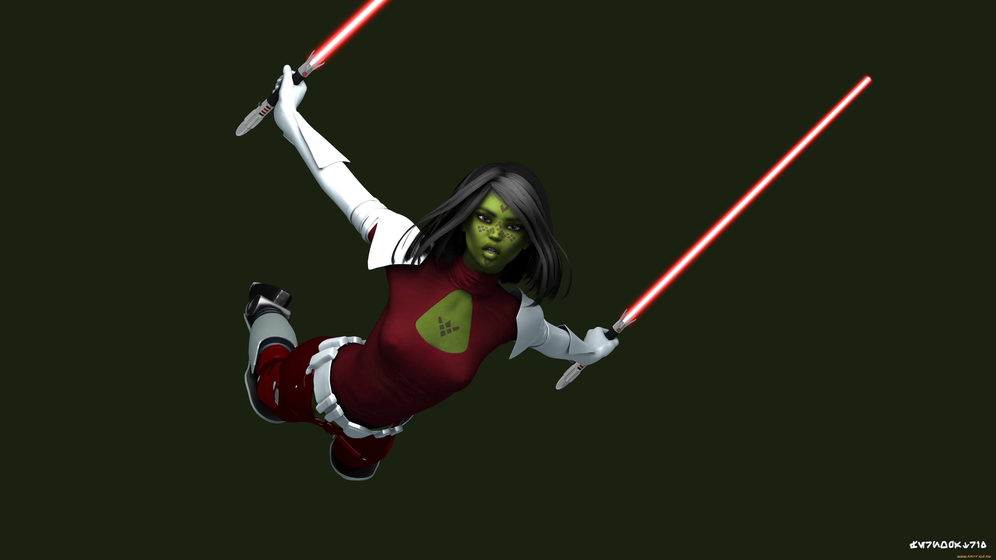 3д, графика, существа, , creatures, существо, фон, взгляд, девушка, оружие