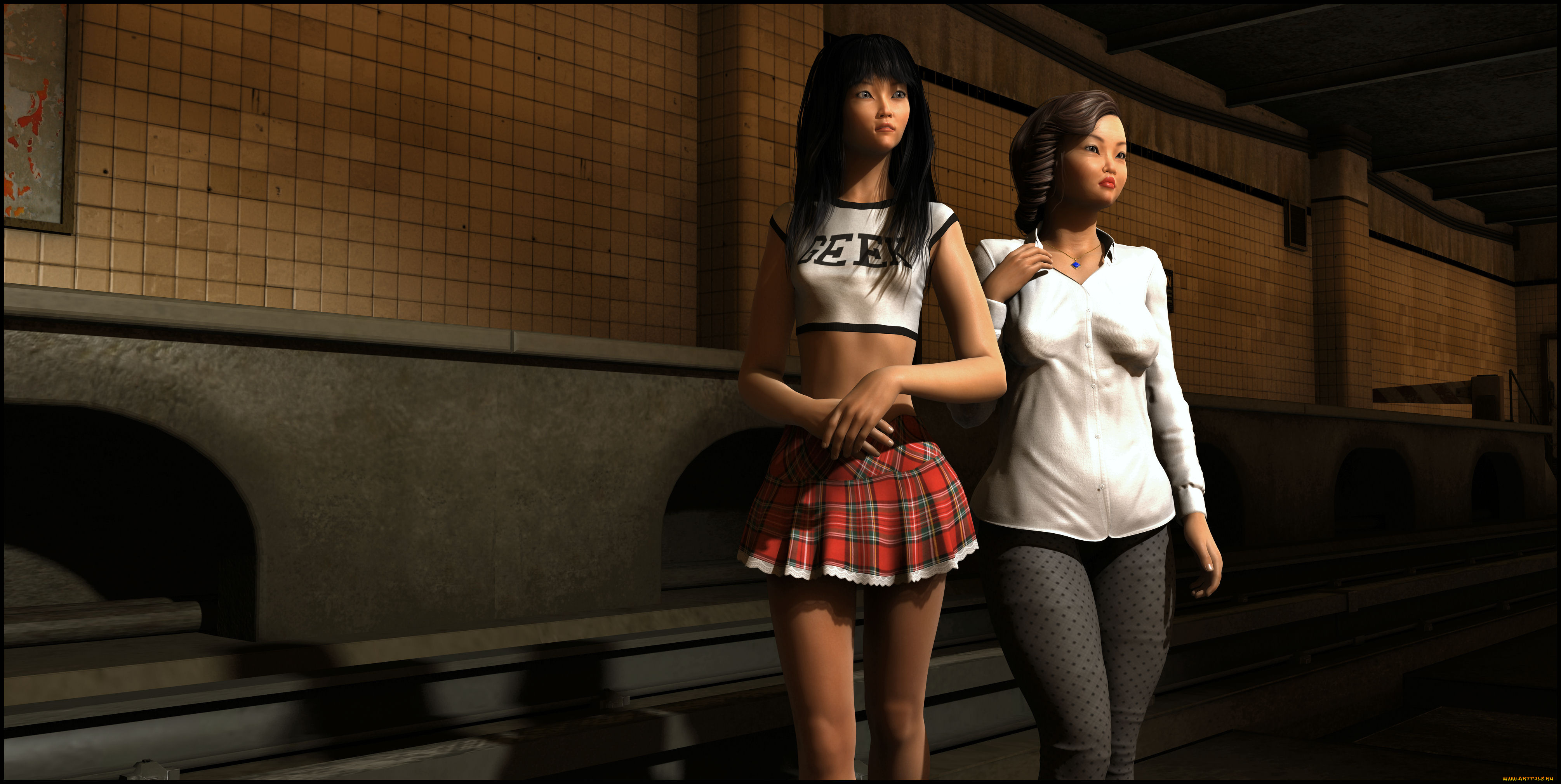 3д, графика, люди, , people, девушки, взгляд, фон