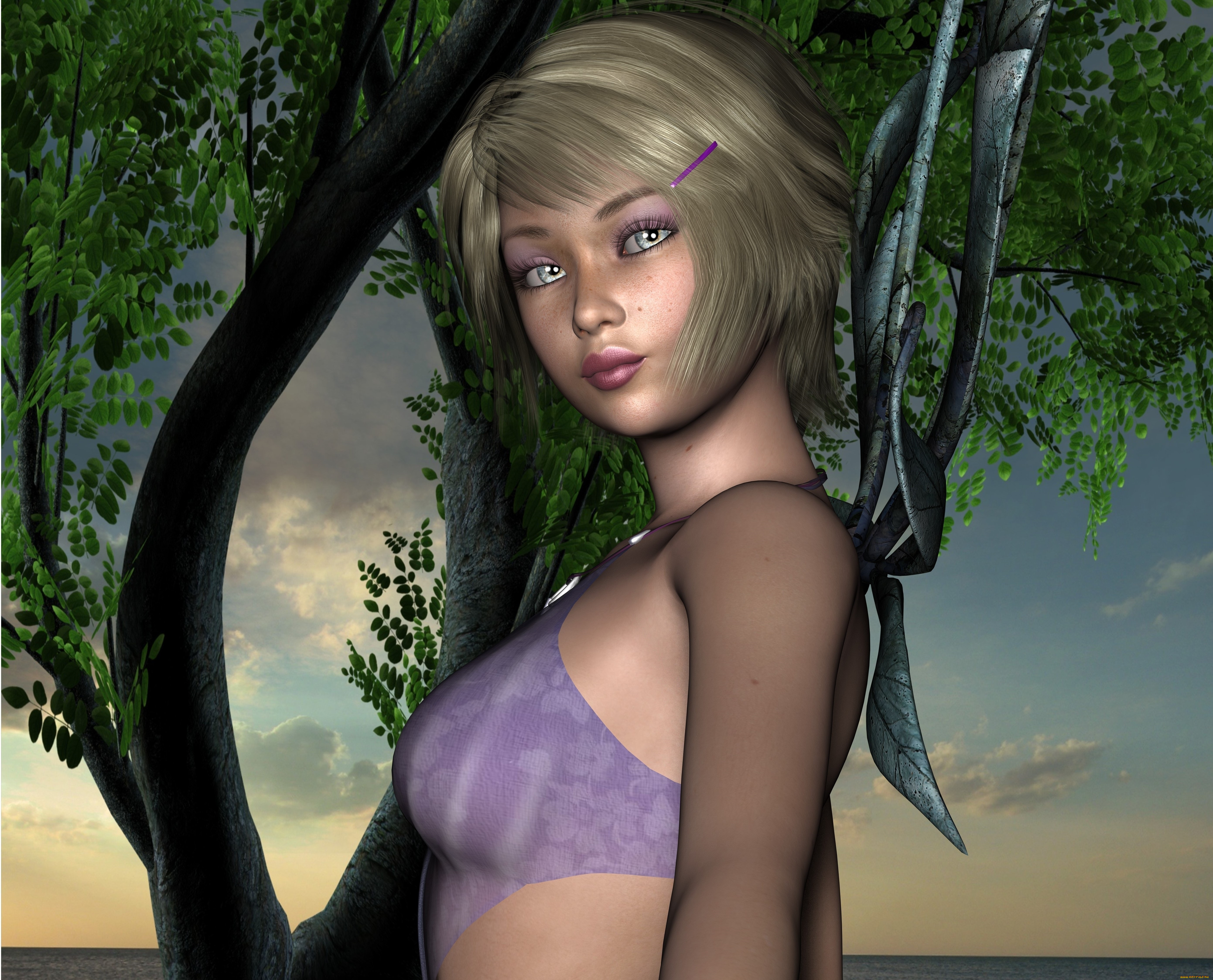 3д, графика, люди, , people, девушка, взгляд, фон