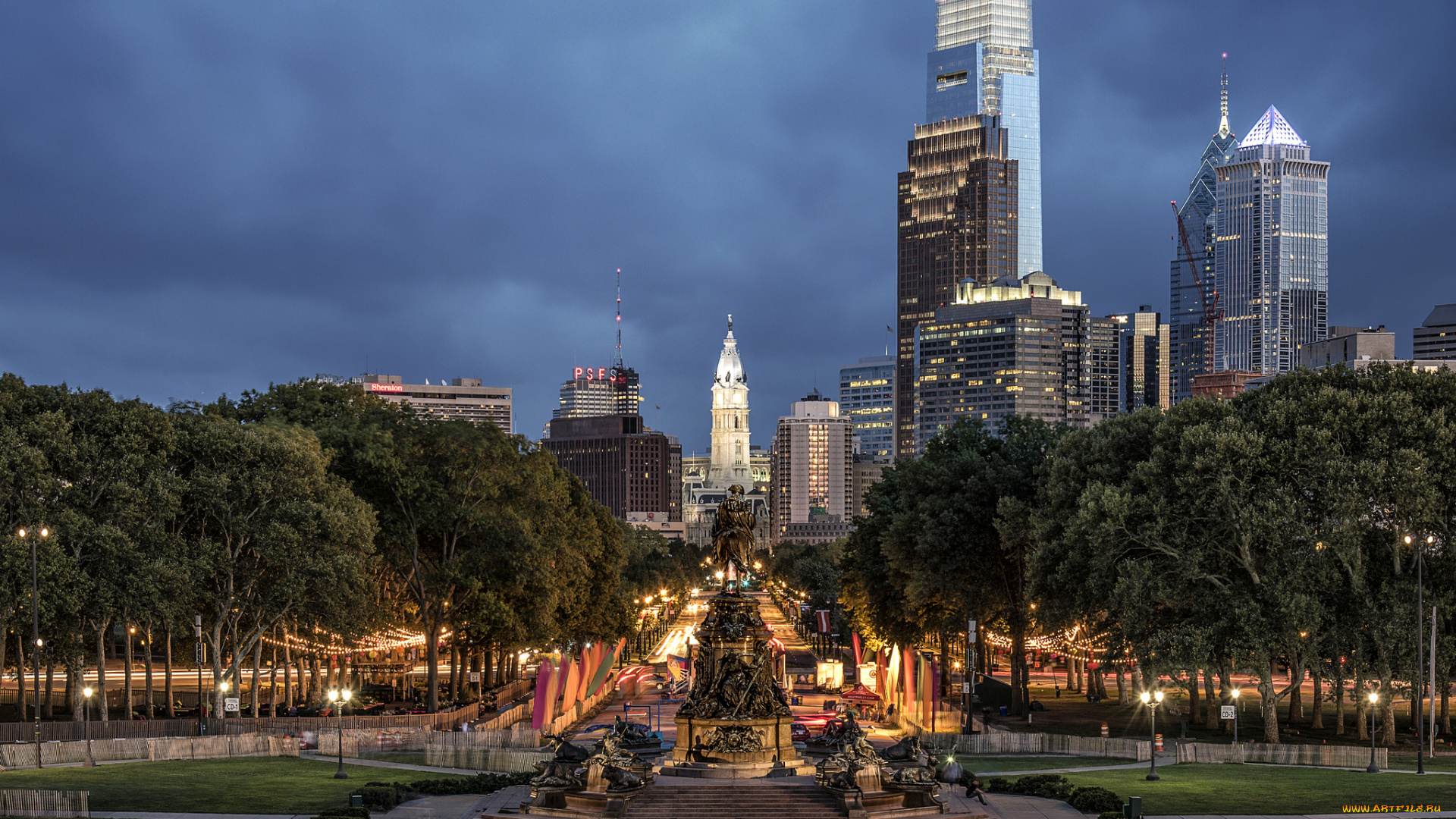 philadelphia, города, -, улицы, , площади, , набережные, небоскребы, статуя, проспект