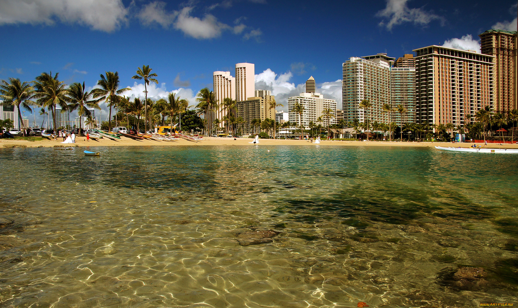 duke, kahanamoku, lagoon, in, waikiki, города, -, пейзажи, лагуна, курорт