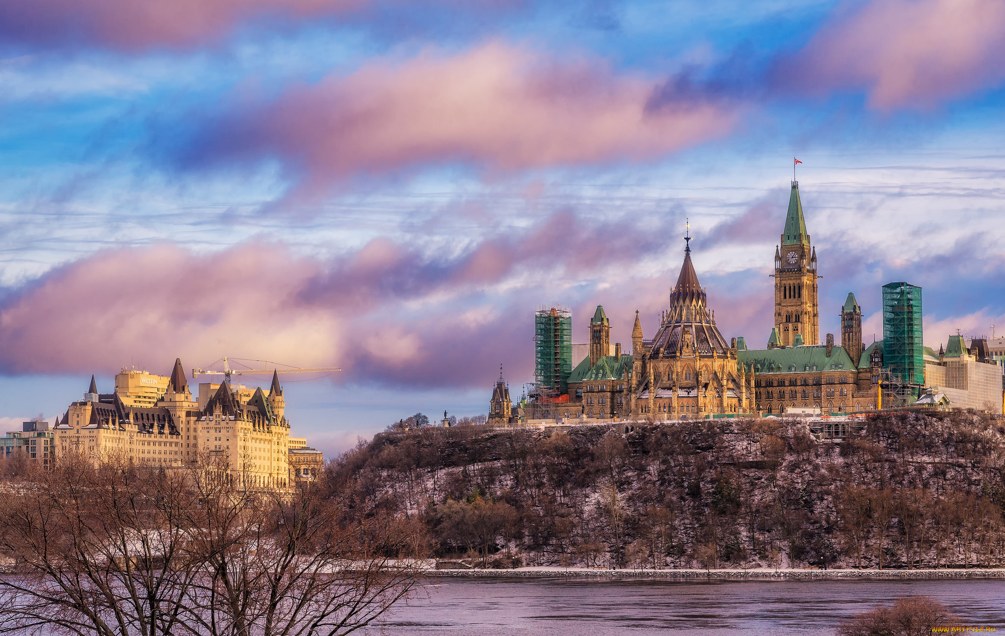 ottawa, города, оттава, , канада, шпили, река, холм