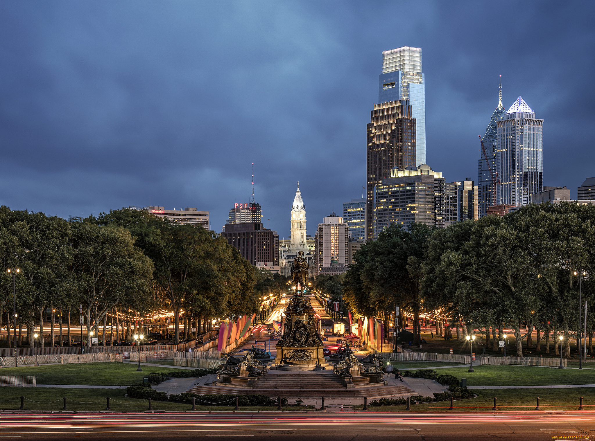 philadelphia, города, -, улицы, , площади, , набережные, небоскребы, статуя, проспект