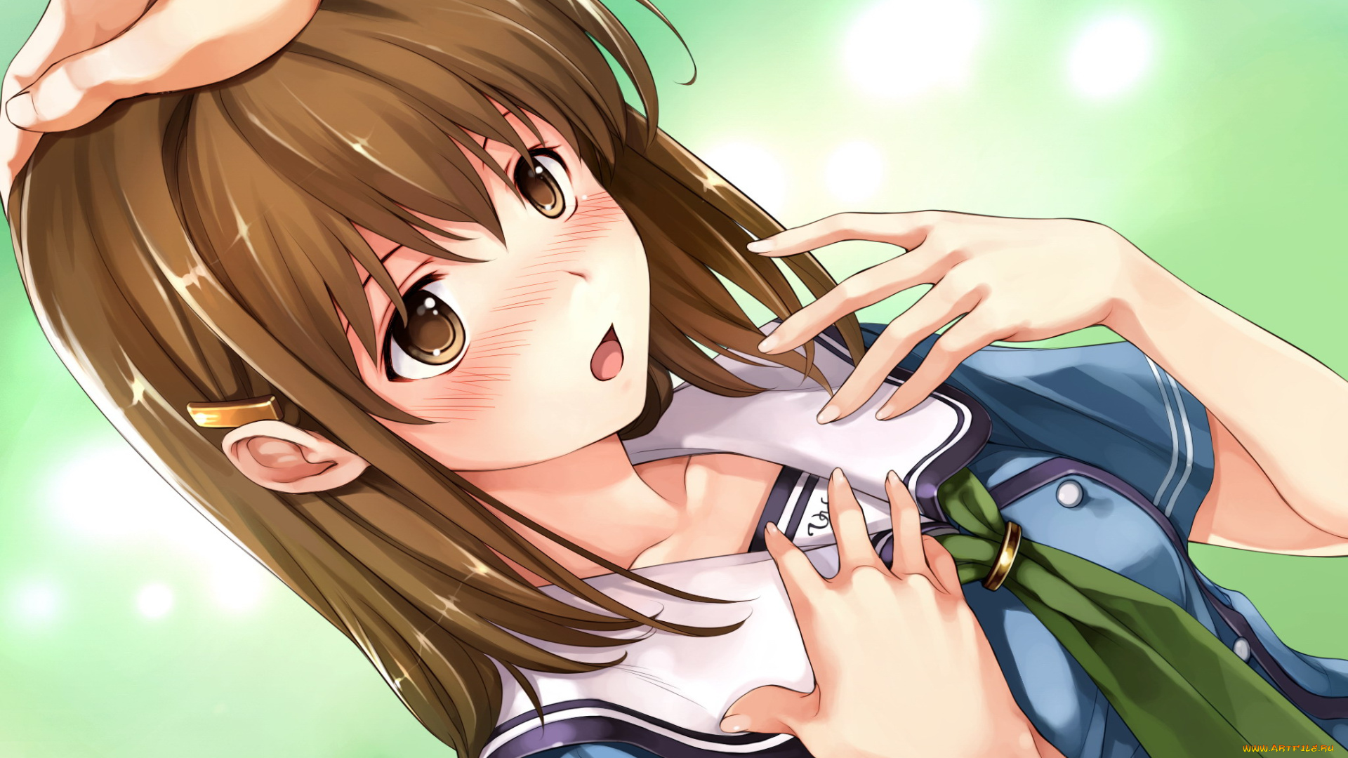 аниме, suiheisen, made, nan, mile, девушка, фон, взгляд