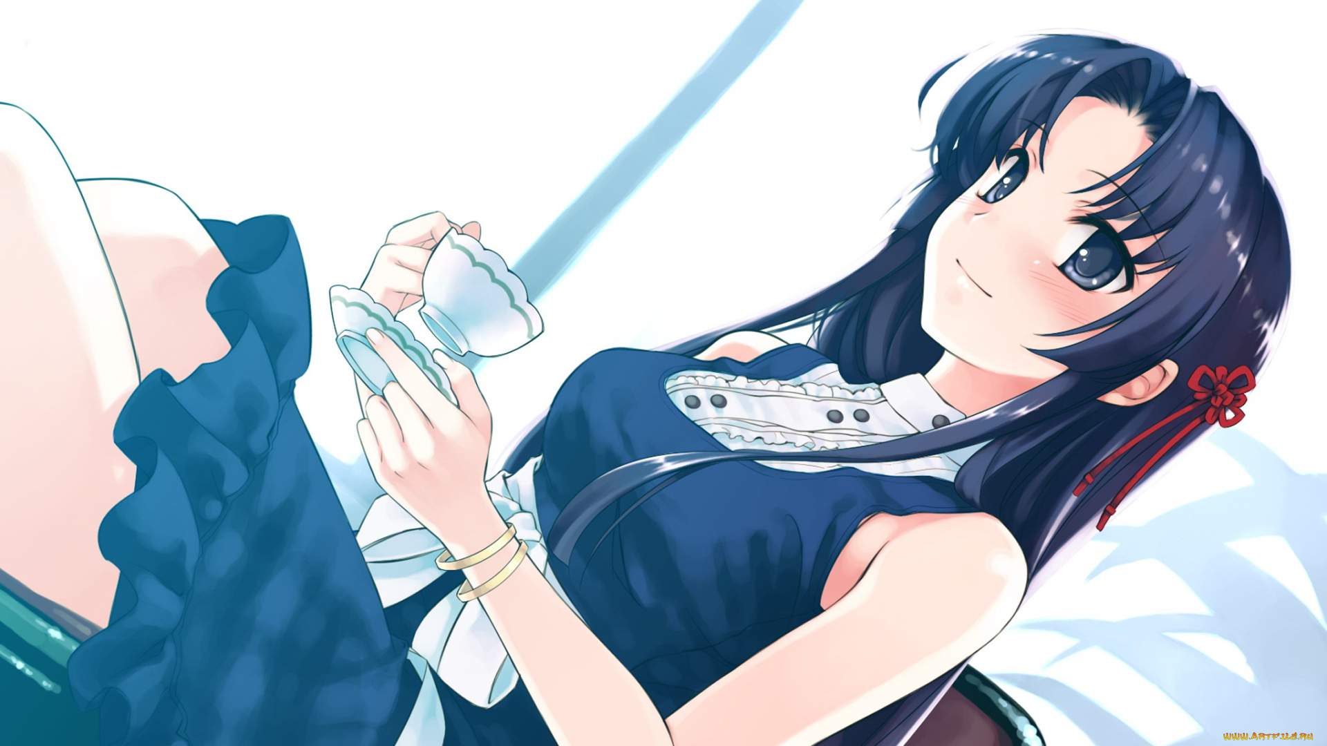 аниме, suiheisen, made, nan, mile, взгляд, девушка, фон