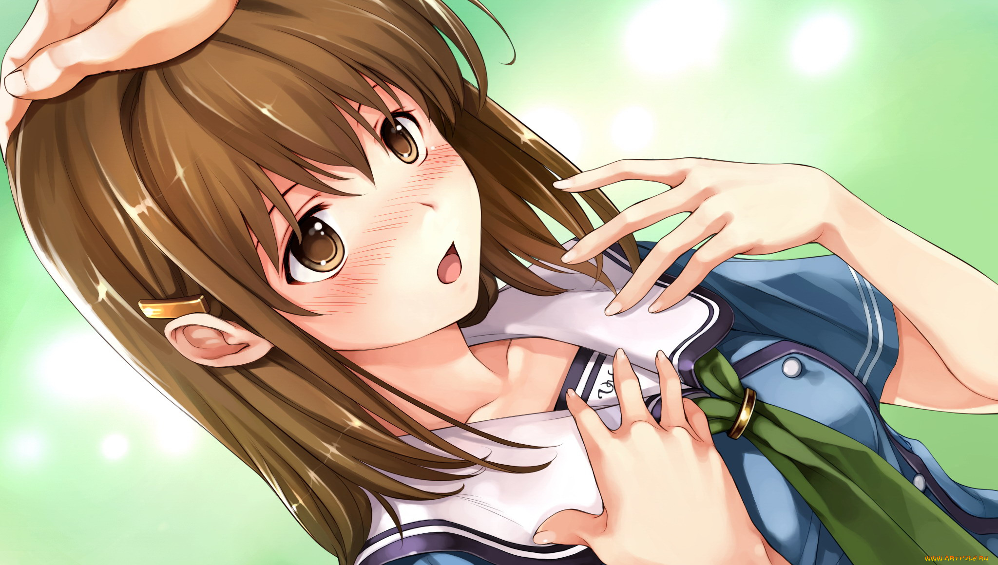 аниме, suiheisen, made, nan, mile, девушка, фон, взгляд