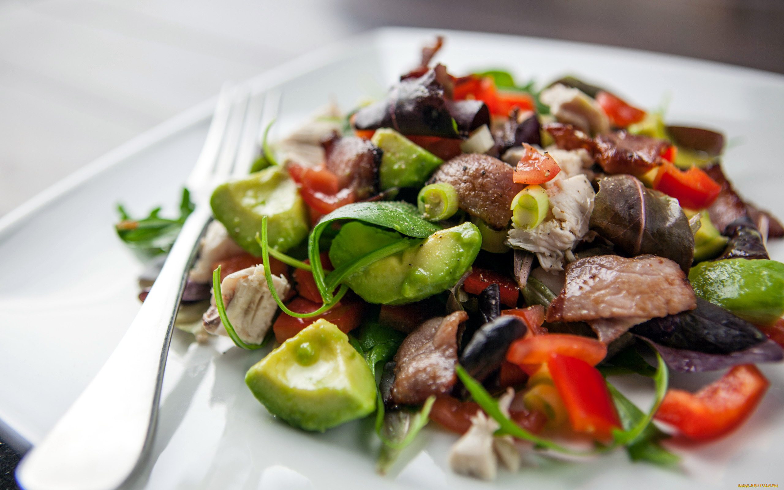 еда, салаты, , закуски, зелень, авокадо, мясо